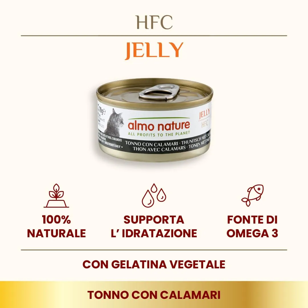 Almo Nature HFC Jelly Tonno con Calamari per Gatti Adulti, 70g (Confezione da 6) - immagine 4