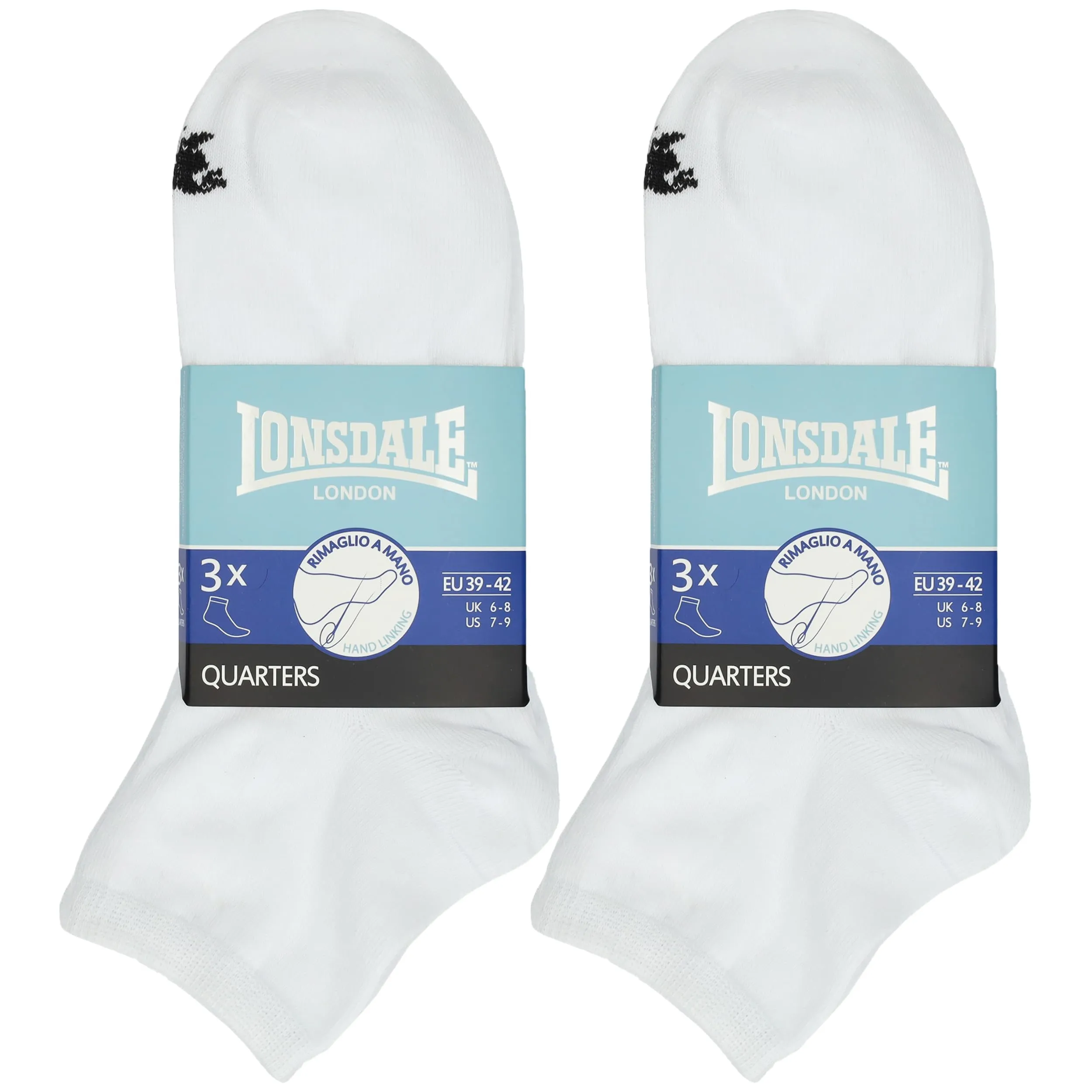Lonsdale Quarter Calzini sopra la caviglia, 6 paia, Bianco, 43-46 - immagine 2