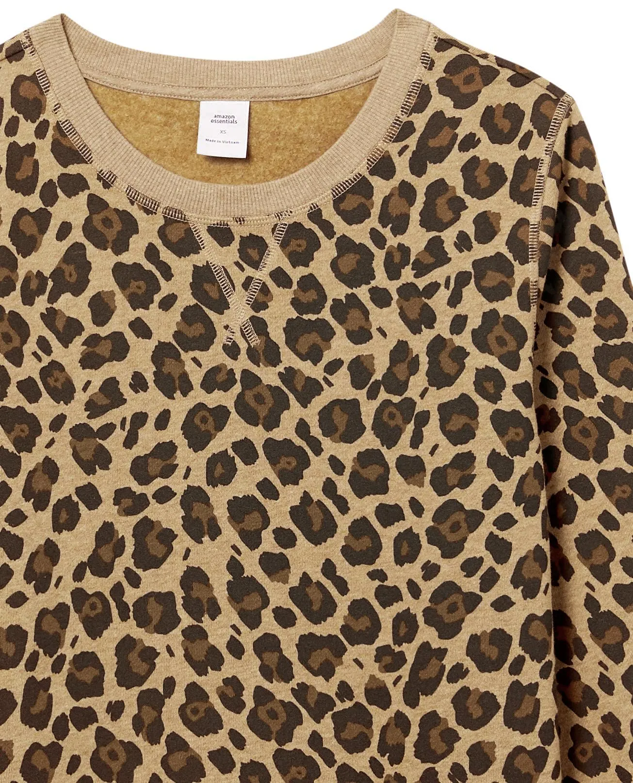 Amazon Essentials Felpa Girocollo da Donna in Pile di Spugna Francese, Stampa Leopardata Cammello, XXL - immagine 7