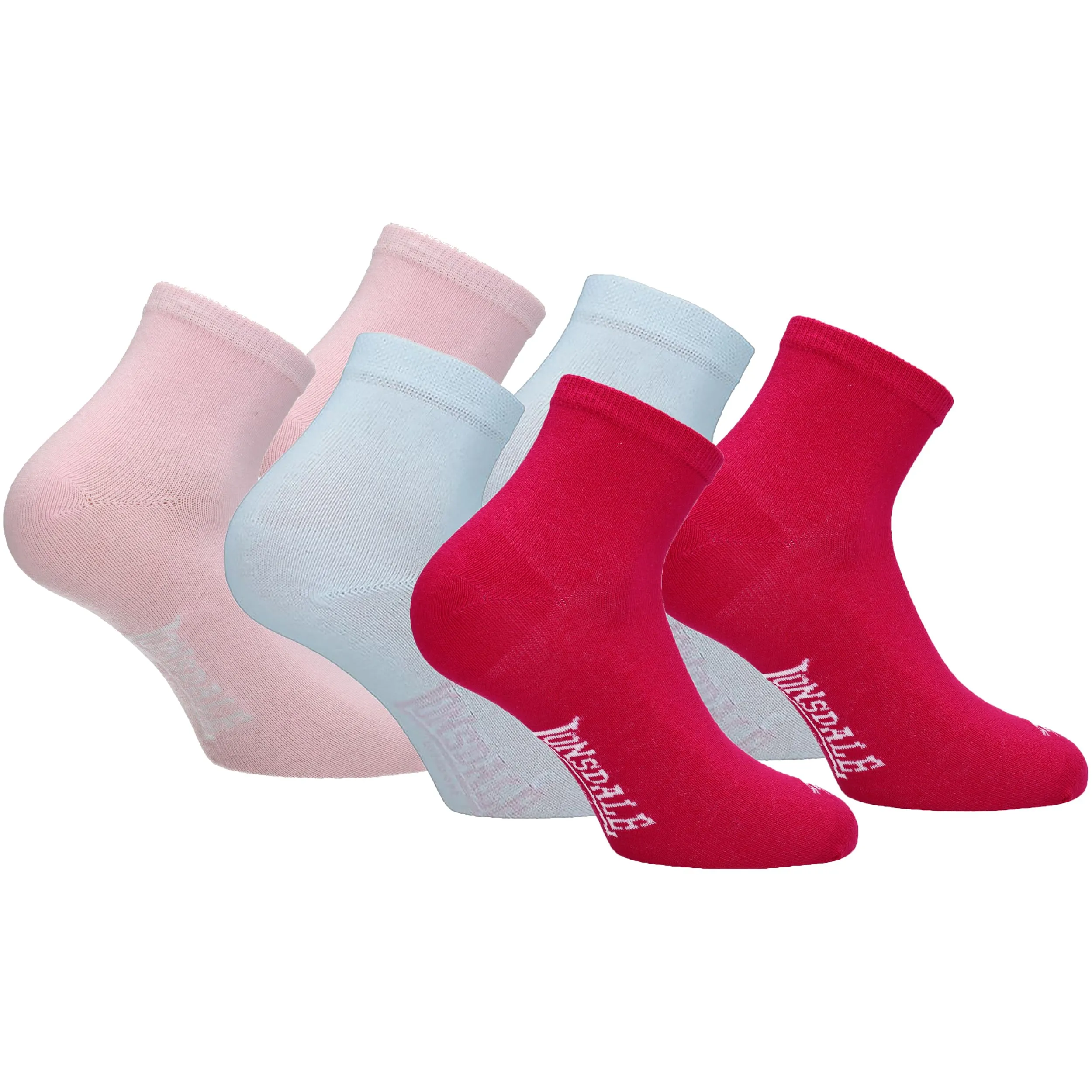Lonsdale Quarter 6 Paia di calzini sopra la caviglia, Rosa Mix, 35-38 - immagine 1