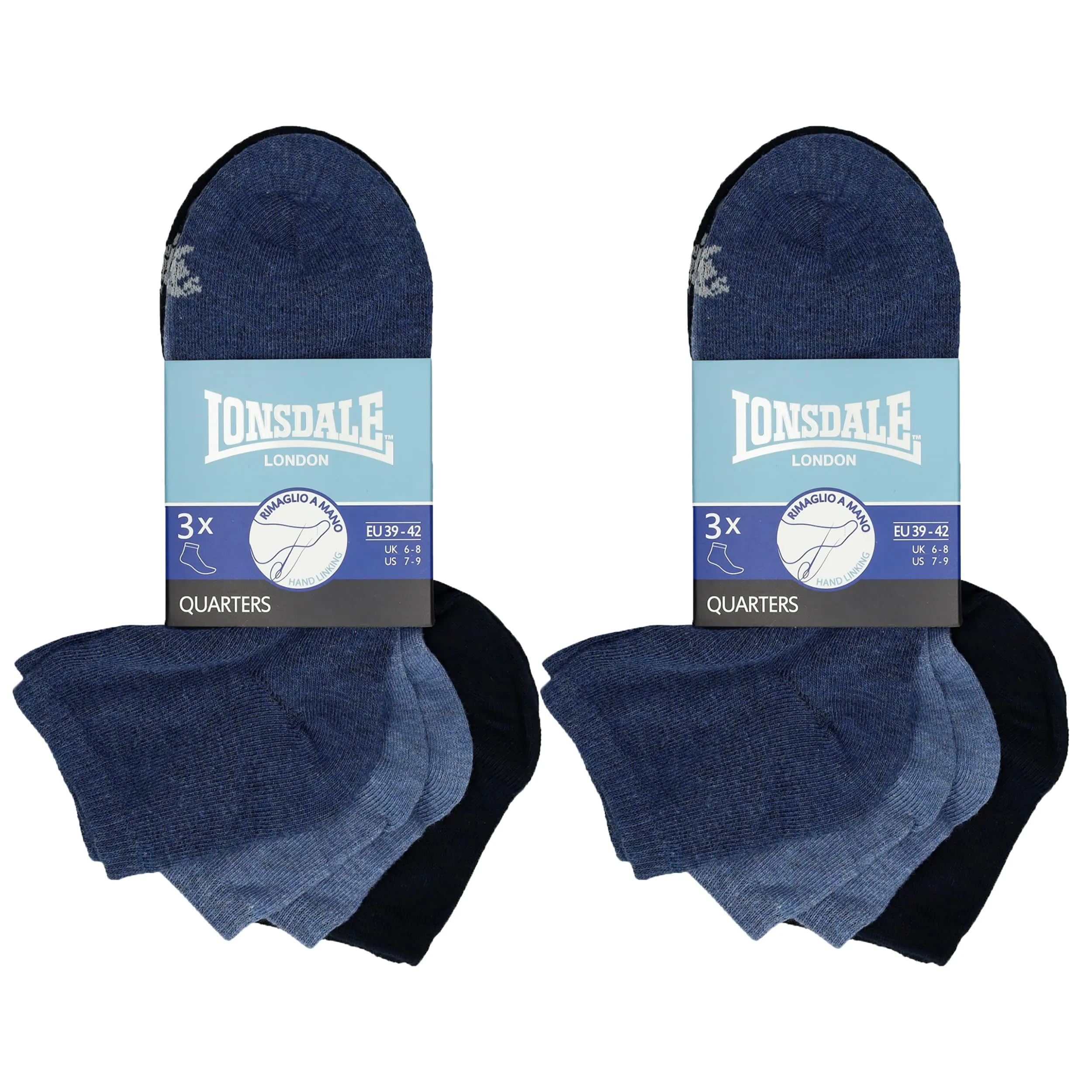 Lonsdale Quarter Calzini sopra la caviglia, 6 paia (Blu Mix, 43-46) - immagine 2