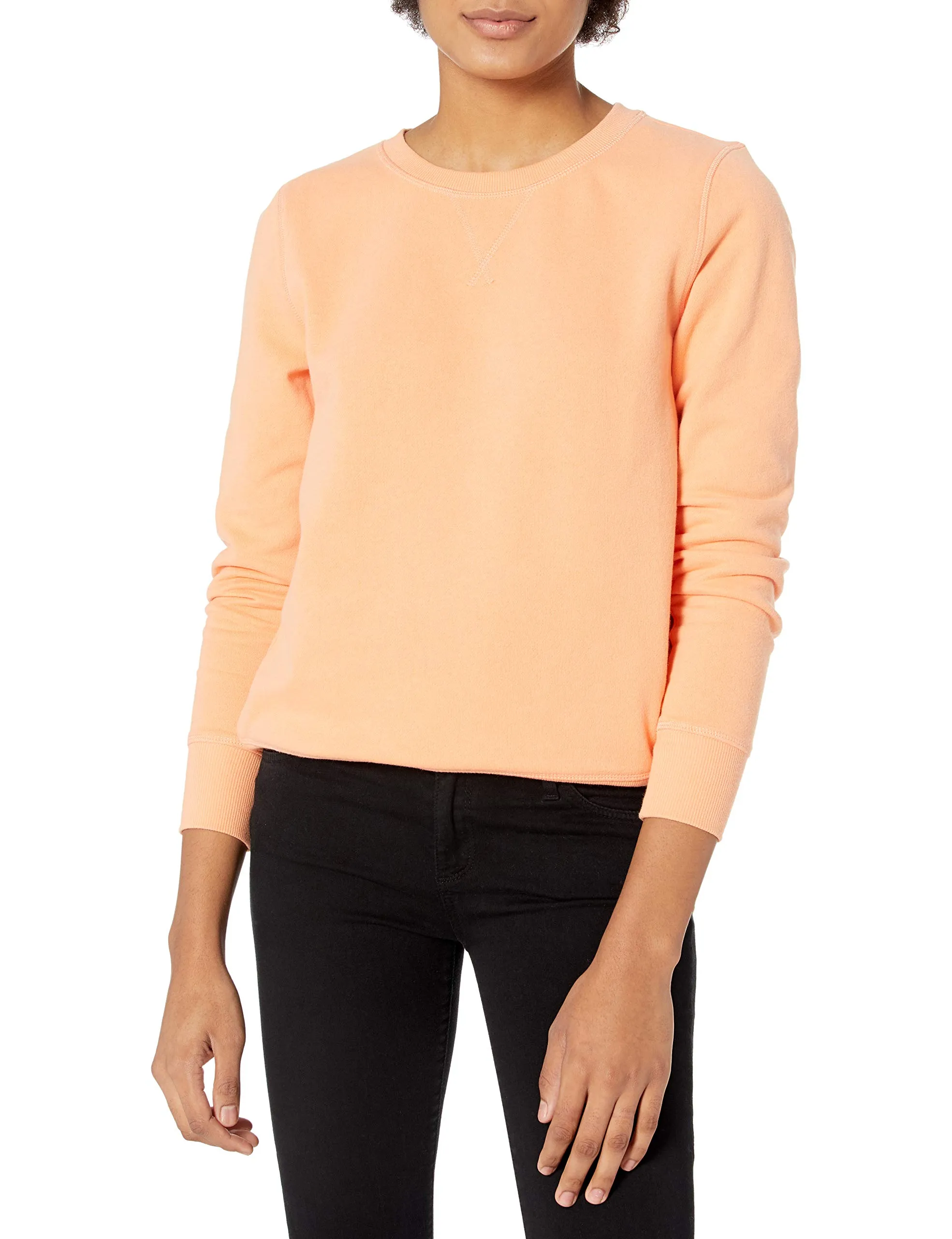 Amazon Essentials Felpa Girocollo da Donna in Pile Spugna Francese, Arancio Melone, L - immagine 1