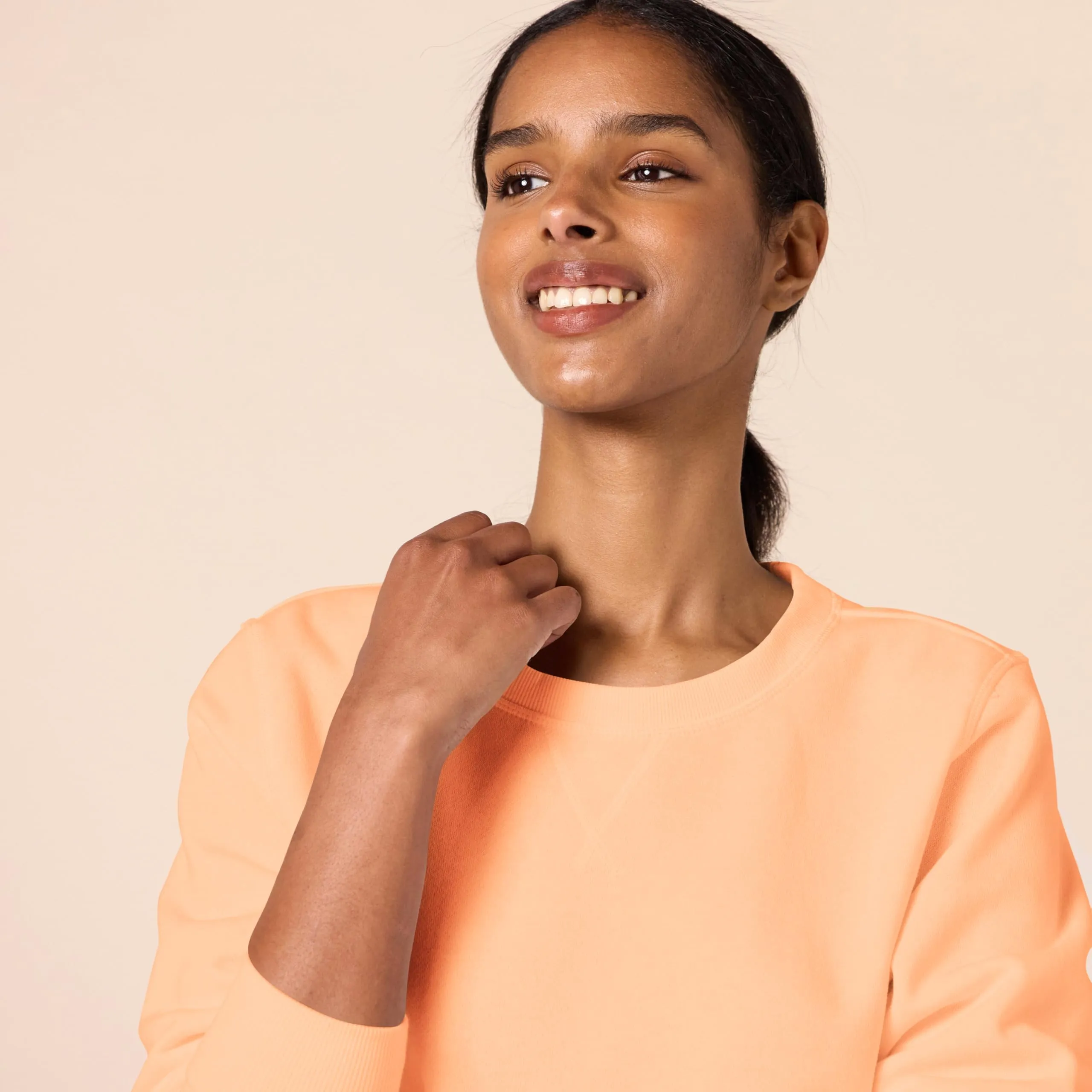 Amazon Essentials Felpa Girocollo da Donna in Pile Spugna Francese, Arancio Melone, L - immagine 4