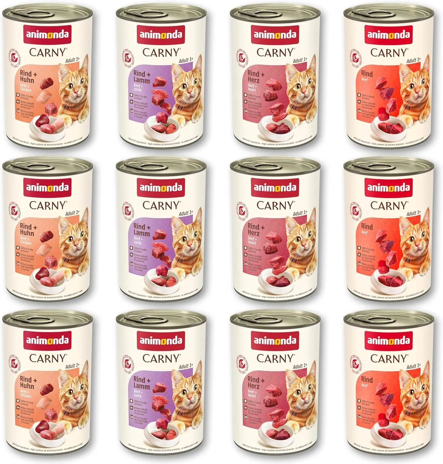 animonda Carny Adult Cibo Umido per Gatti Varietà Cuore, 12 x 400 g - immagine 1
