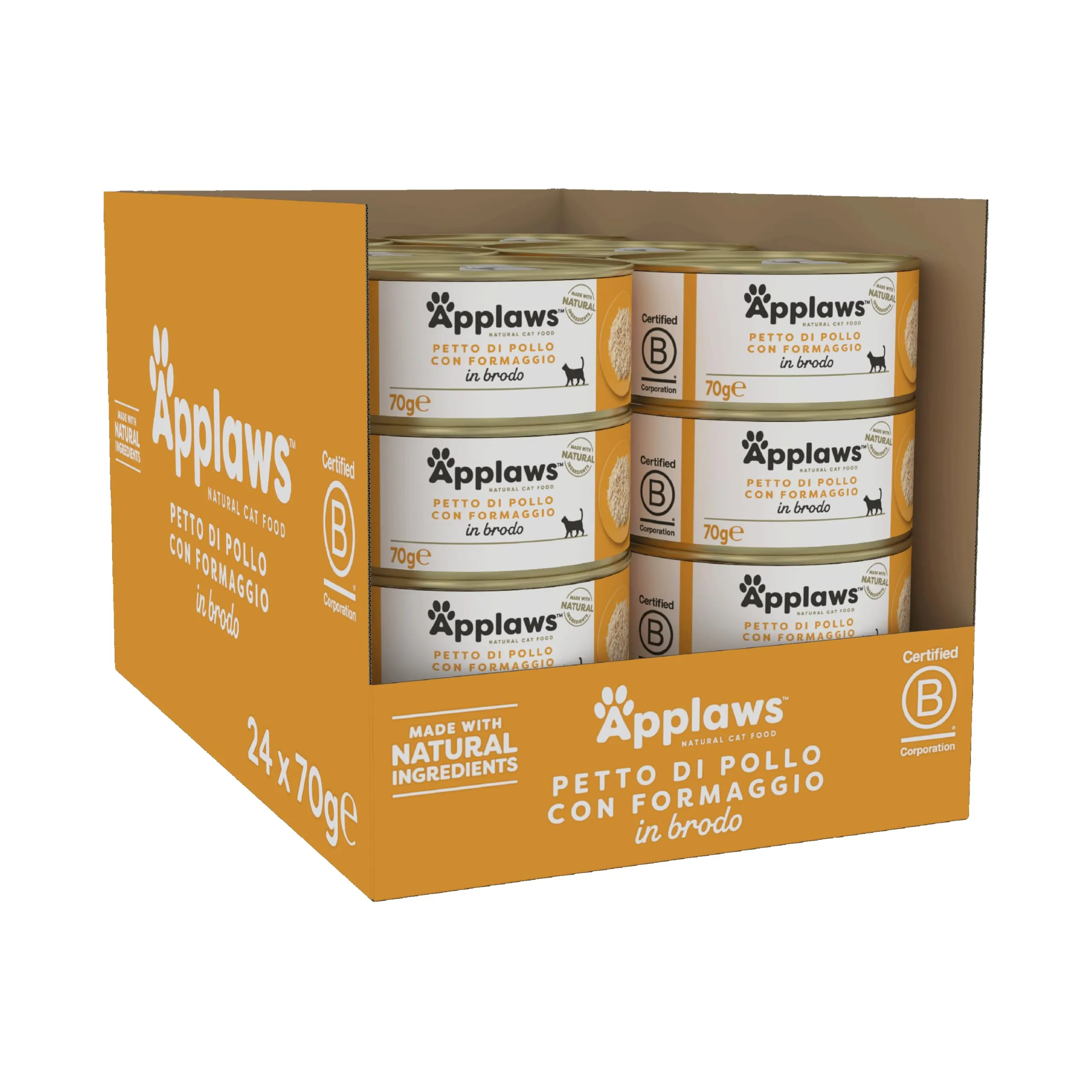 Applaws Cibo Umido per Gatti Adulti Petto di Pollo con Formaggio in Brodo - 24 x 70g - immagine 2