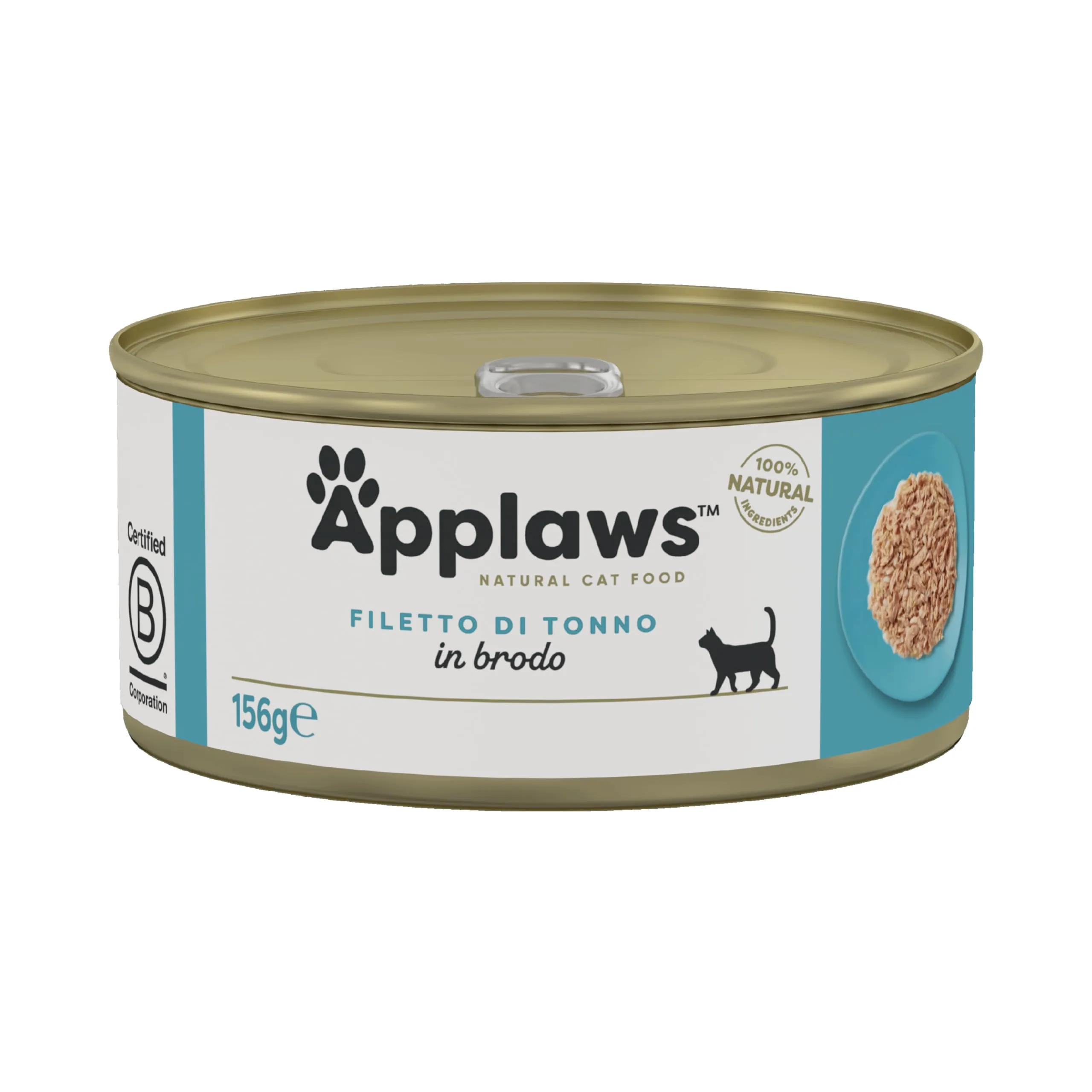 Applaws Natural Tuna Fillet Wet Cat Food in Broth for Adult Cats, 24 x 156g Tins - immagine 1