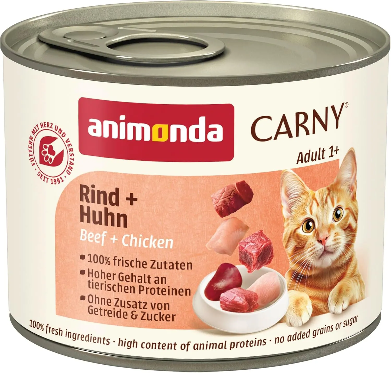 animonda Carny Adult Cibo Umido per Gatti, Manzo + Pollo, 6 x 200 g - immagine 1
