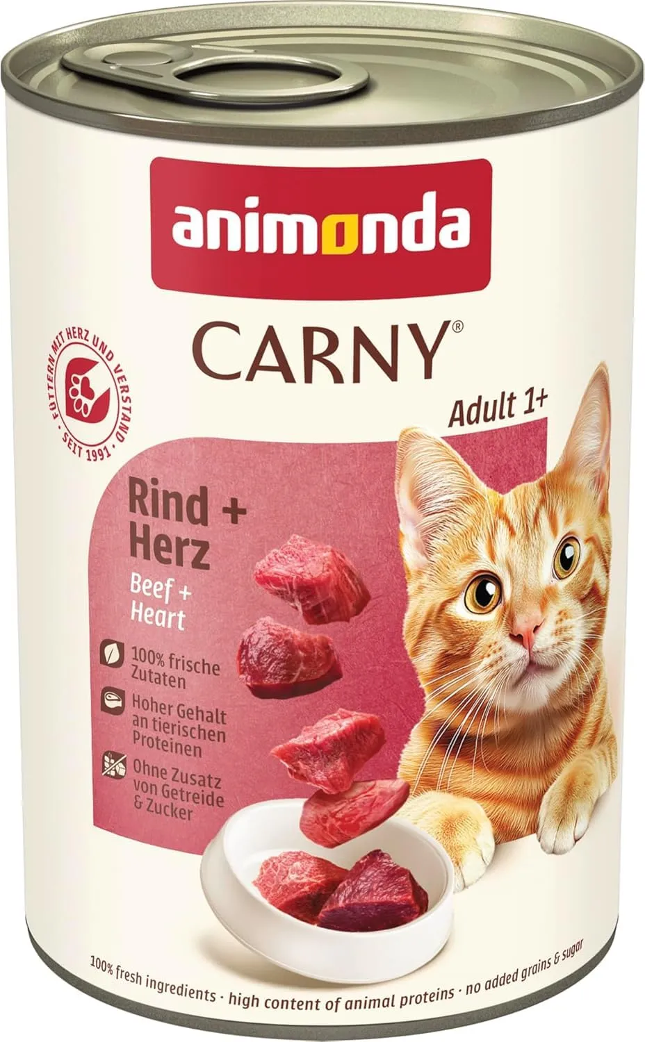 animonda Carny Adult cibo umido per gatti Manzo + Cuore 6 x 400 g - immagine 1