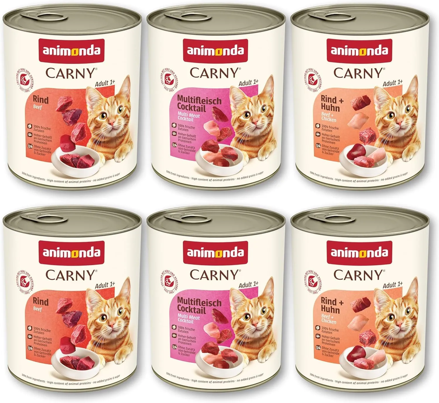 animonda Carny Adult Cibo Umido per Gatti, Varietà Cuore 6 x 800 g - immagine 1