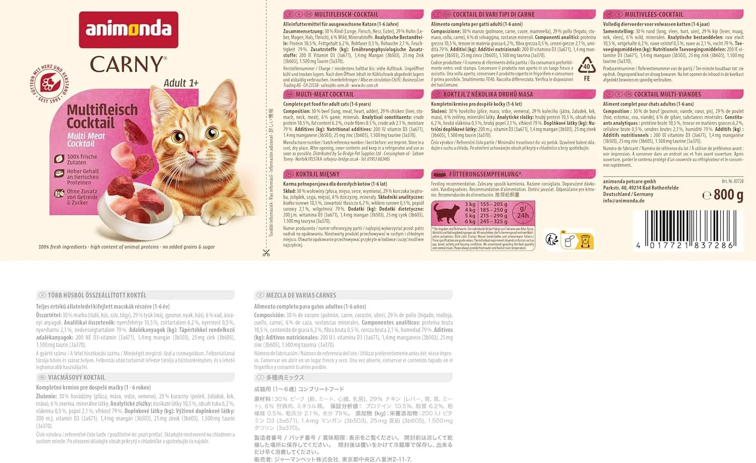 animonda Carny Adult Cibo Umido per Gatti, Varietà Cuore 6 x 800 g - immagine 4