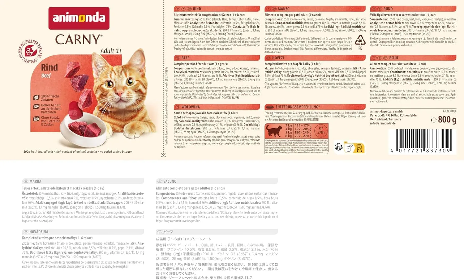 animonda Carny Adult Cibo Umido per Gatti, Varietà Cuore 6 x 800 g - immagine 5