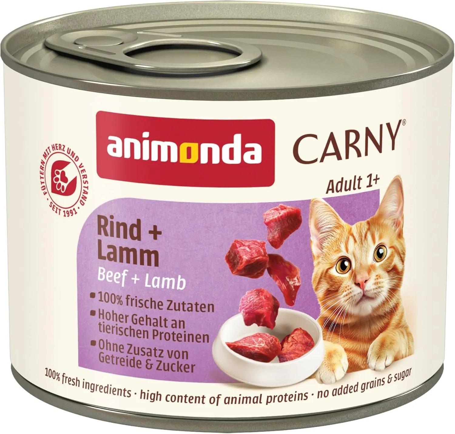 animonda Carny Adult Cibo Umido per Gatti, Manzo e Agnello, 6 x 200 g - immagine 1
