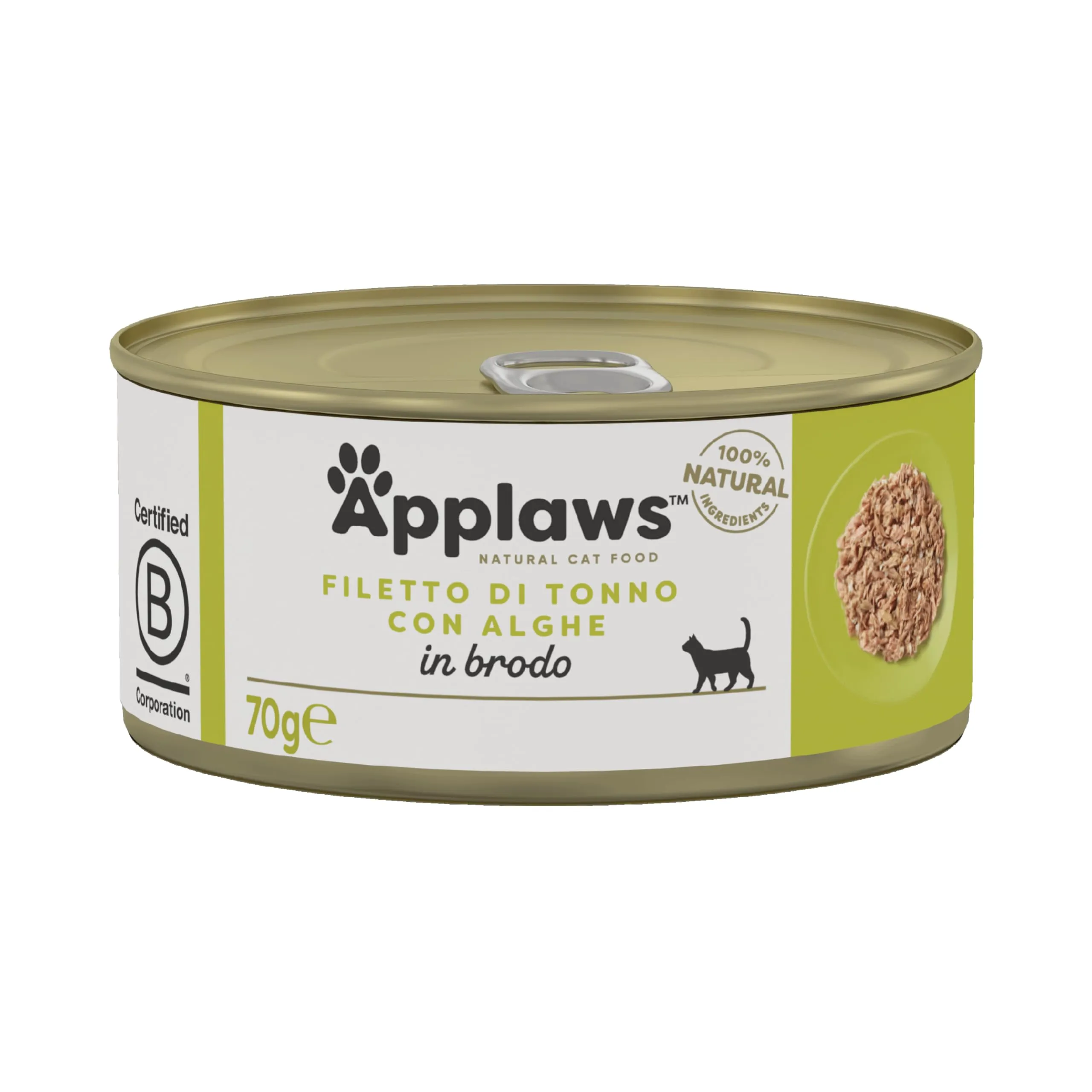 Applaws Alimento Umido per Gatti Adulti al Filetto di Tonno con Alghe in Brodo, 24 x 70 g - immagine 1