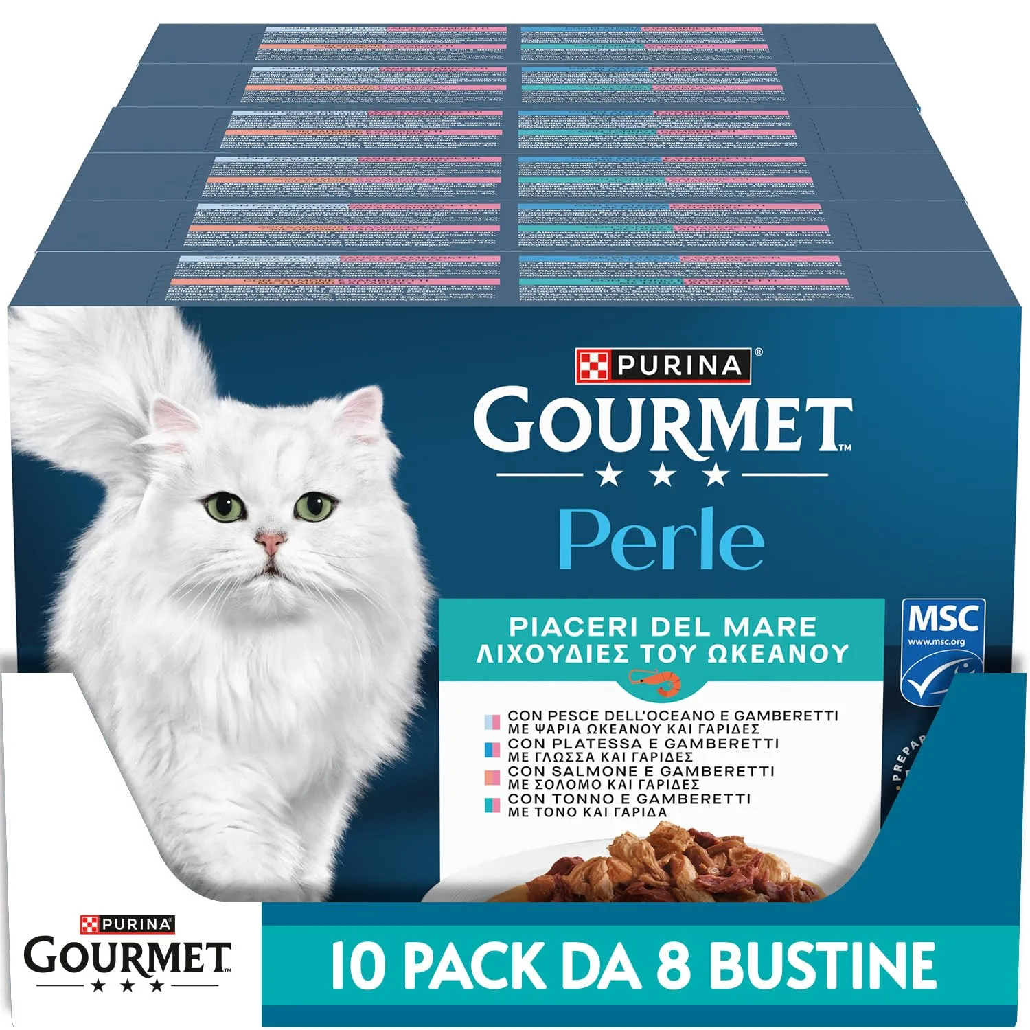Gourmet Perle Piaceri del Mare, Cibo Umido per Gatti Adulti, 80 Buste da 85g - immagine 1