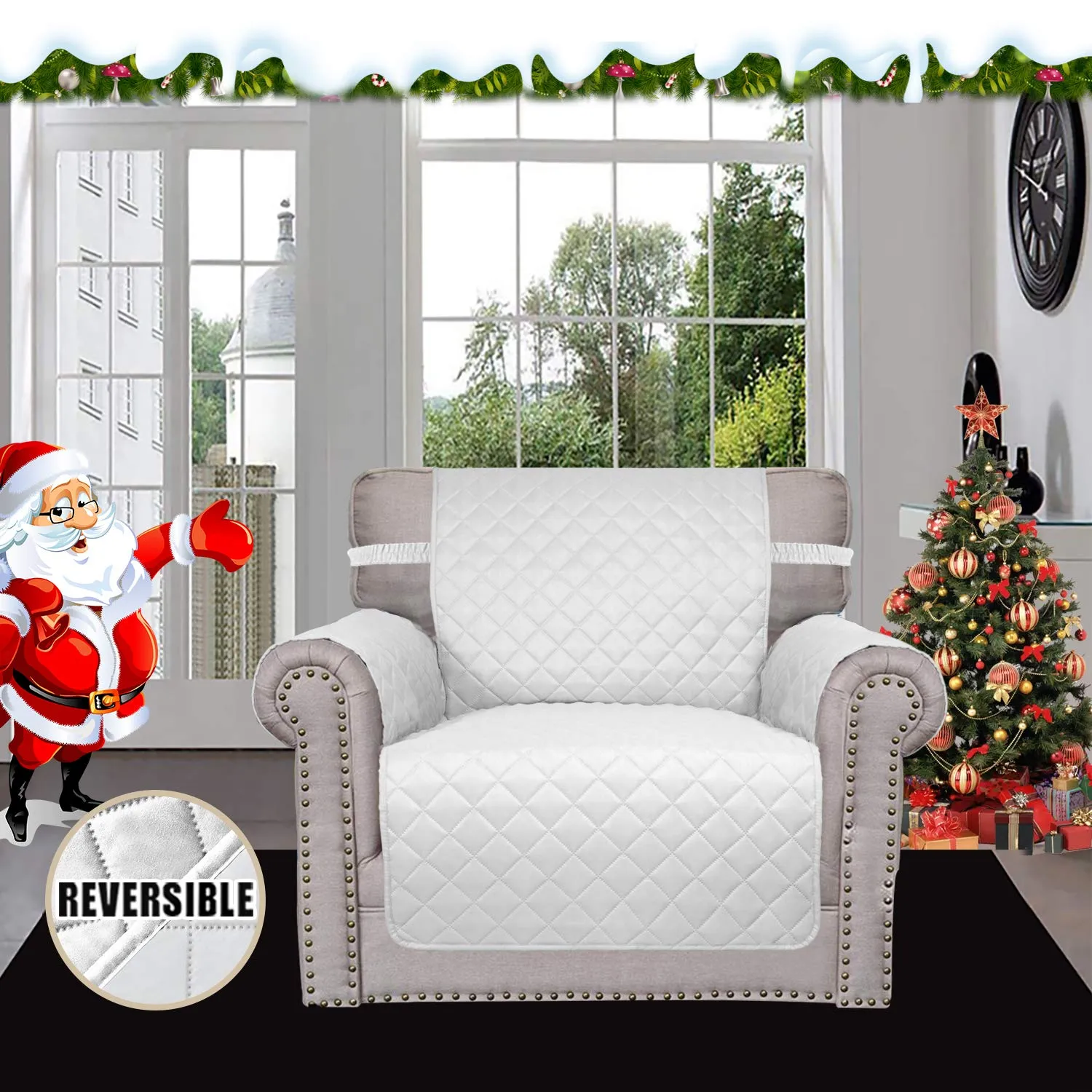 Easy-Going Copridivano Reversibile Resistente all'Acqua per Sedia, Bianco/Bianco - immagine 2