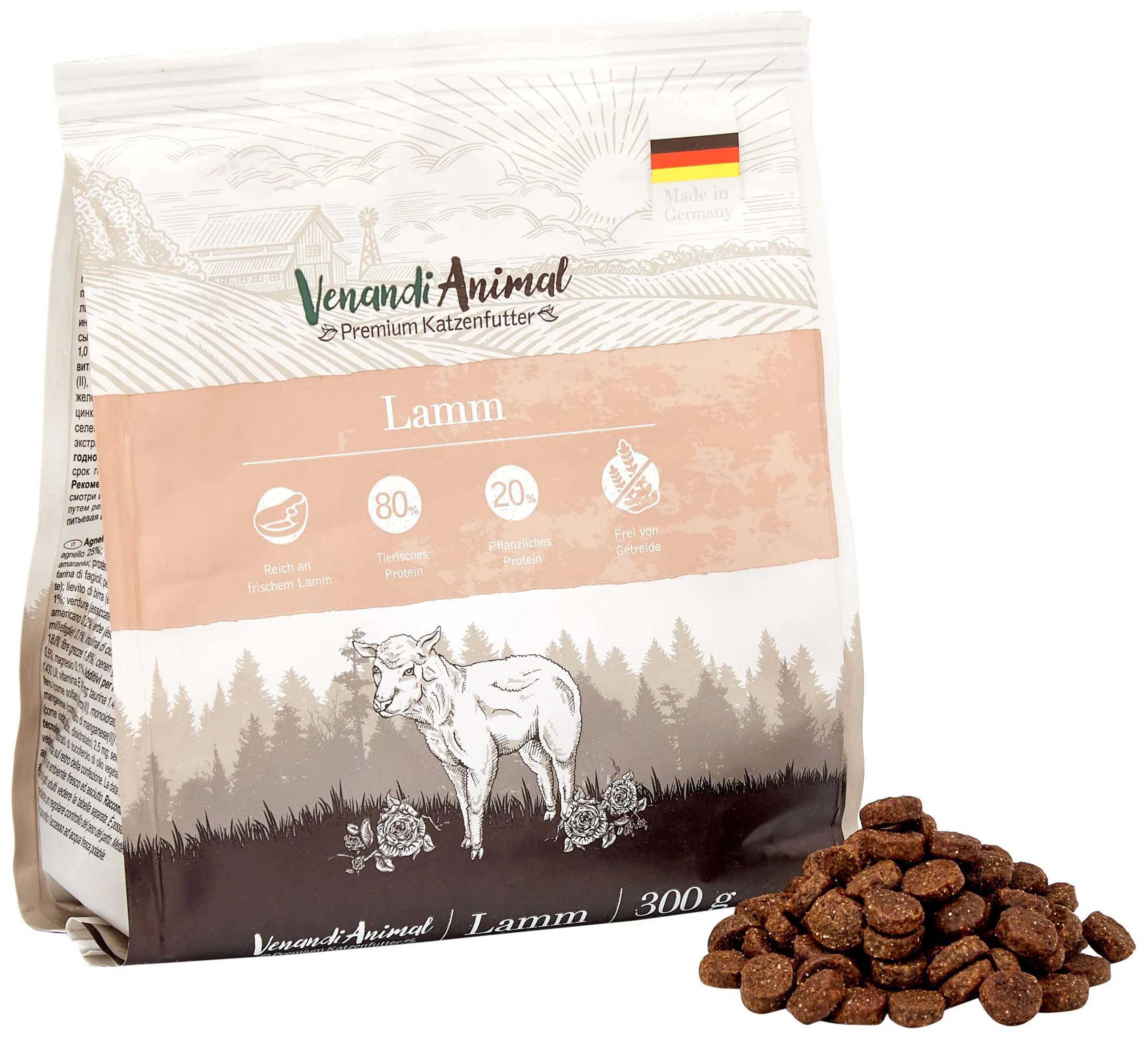 VenandiAnimal Mangime Secco per Gatti Agnello, Senza Cereali, 300 g - immagine 4