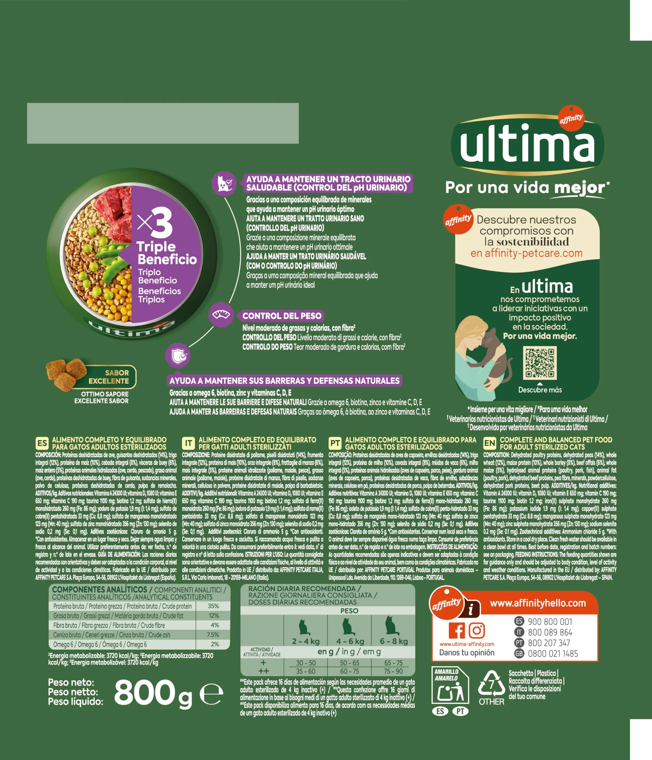 Ultima Cibo per Gatti Sterilizzati con Manzo, 8 x 800g - immagine 3