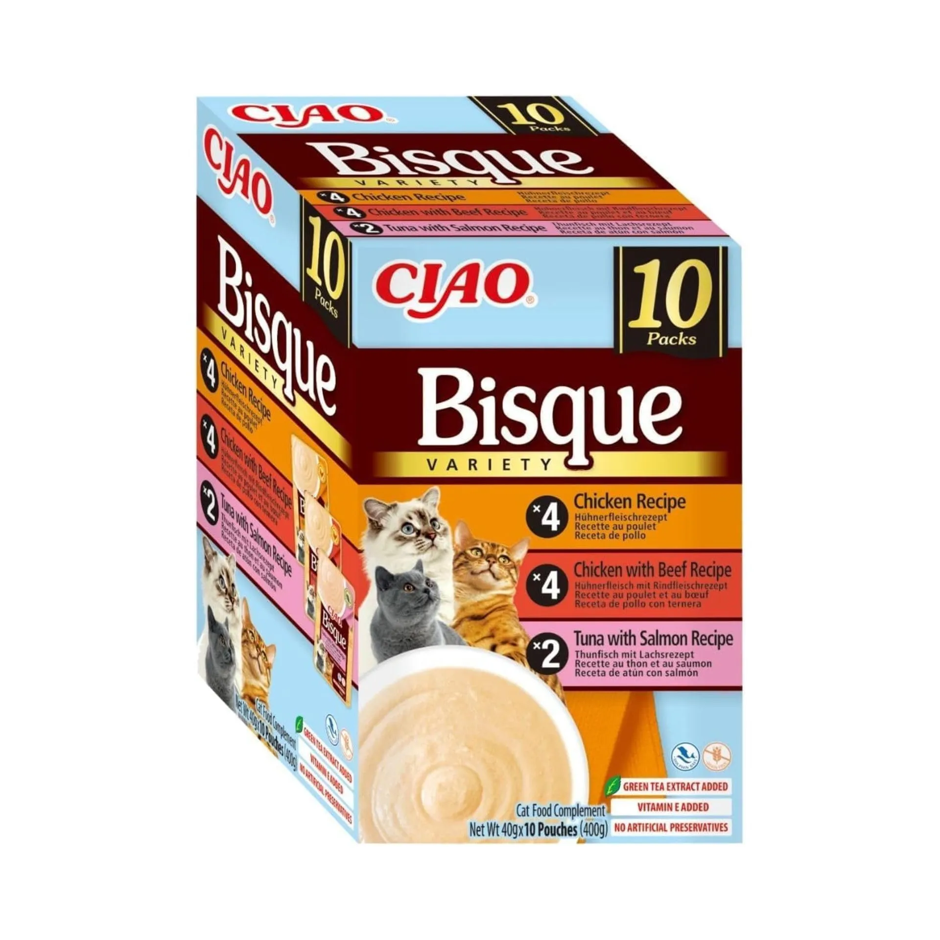 Inaba Ciao Bisque Cibo Umido Multipack Pollo, Tonno e Salmone, 400g - immagine 1