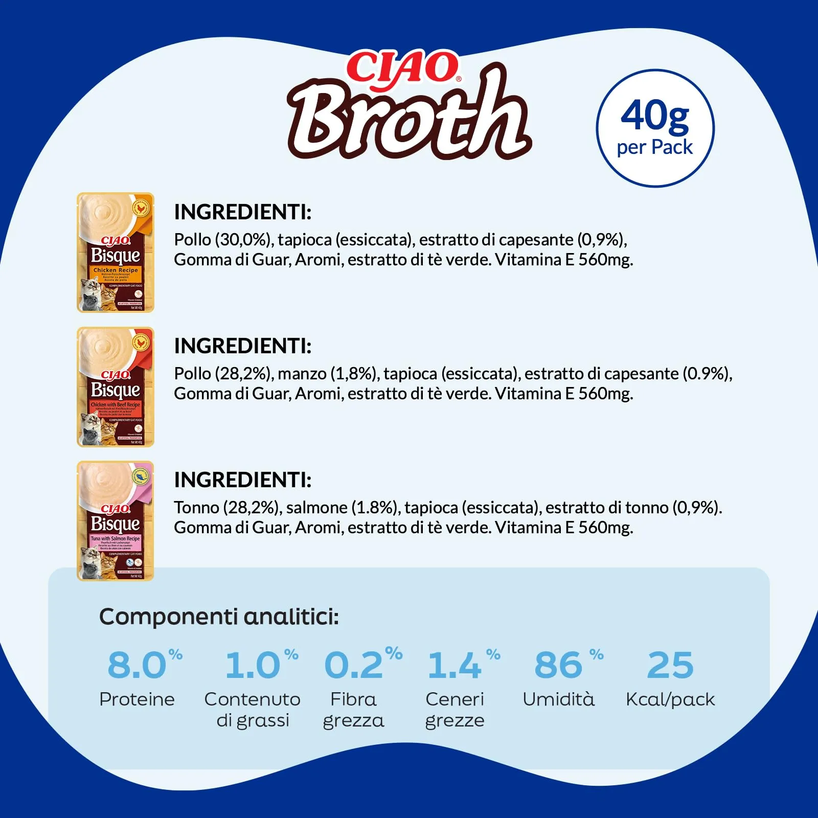 Inaba Ciao Bisque Cibo Umido Multipack Pollo, Tonno e Salmone, 400g - immagine 7