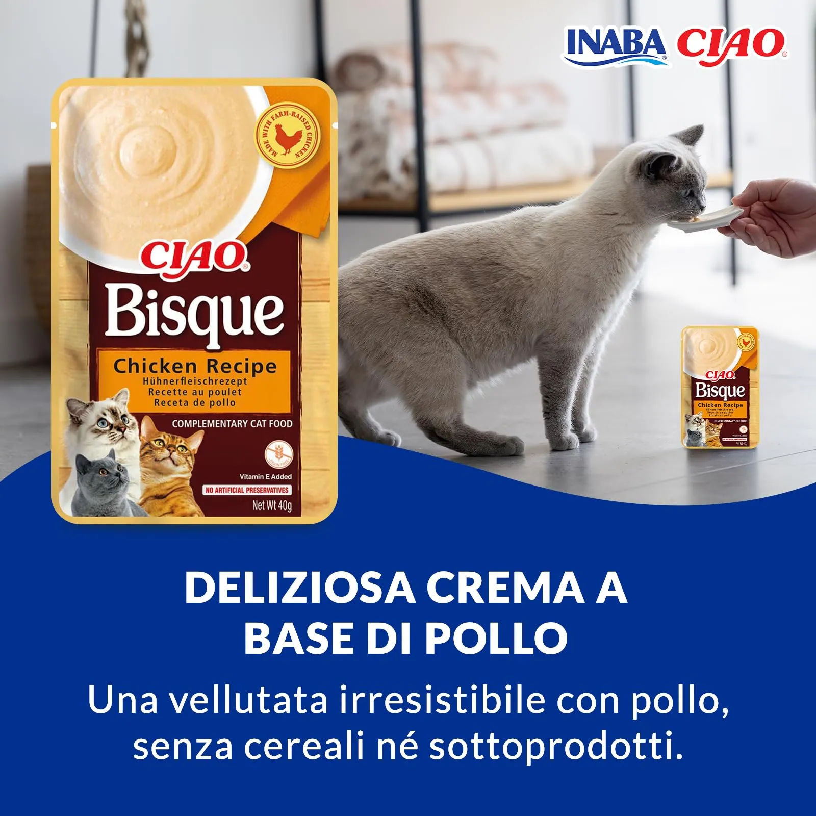 Inaba Ciao Bisque Cibo Umido per Gatti al Pollo, 40g - immagine 2
