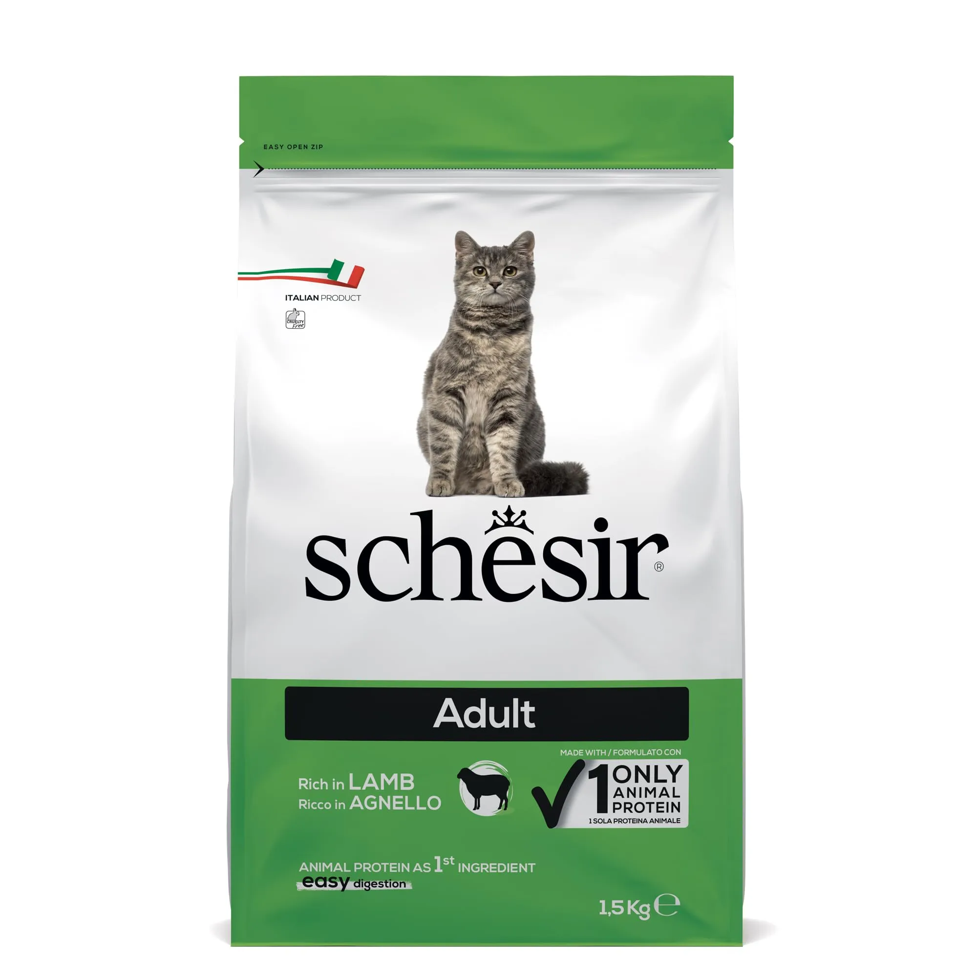 Schesir Adult Alimento Secco Completo per Gatti all'Agnello, 1,5 kg - immagine 1