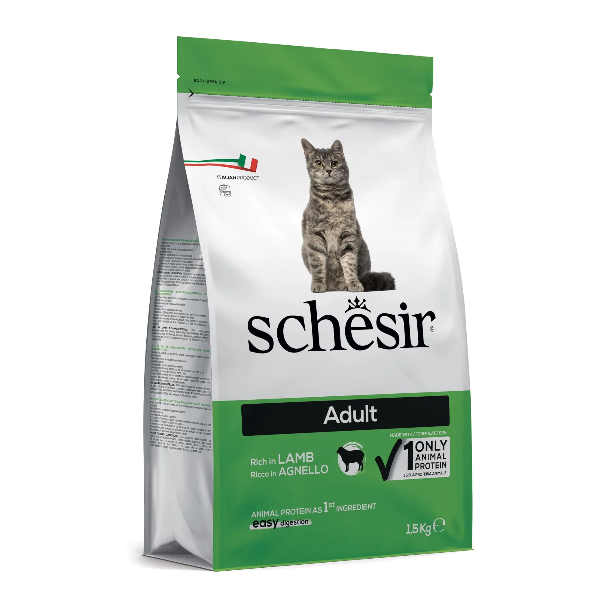 Schesir Adult Alimento Secco Completo per Gatti all'Agnello, 1,5 kg - immagine 2
