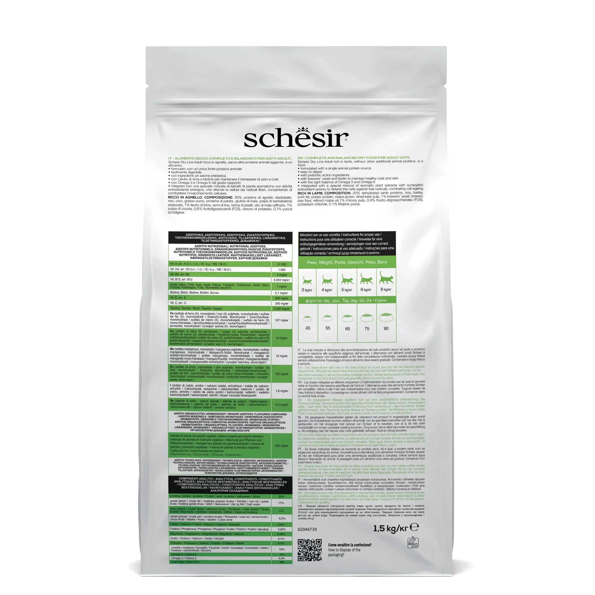 Schesir Adult Alimento Secco Completo per Gatti all'Agnello, 1,5 kg - immagine 3