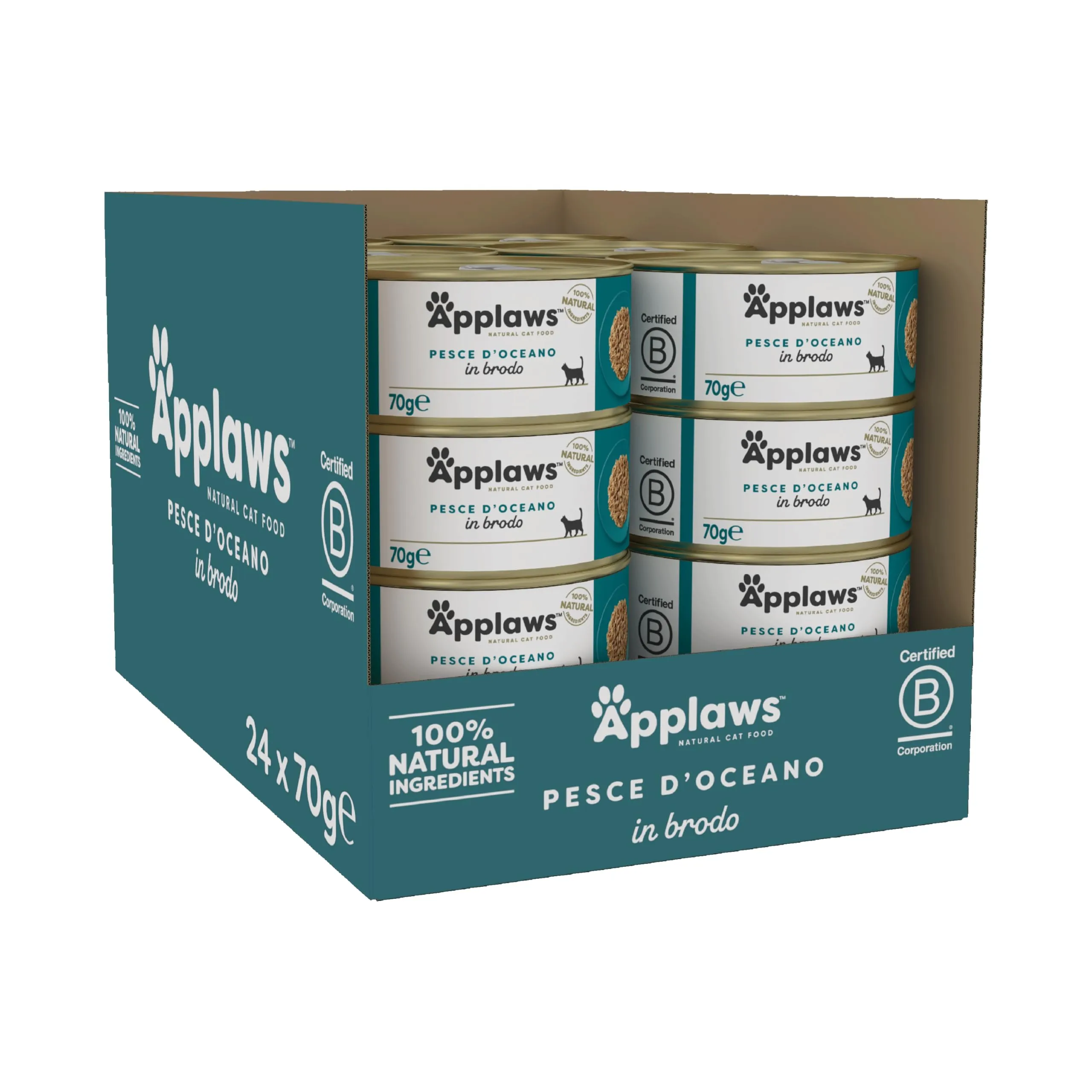 Applaws 1005NE-A Cibo per gatti bagnato naturale pesce oceanico in brodo, 70 g (confezione da 24) - immagine 2