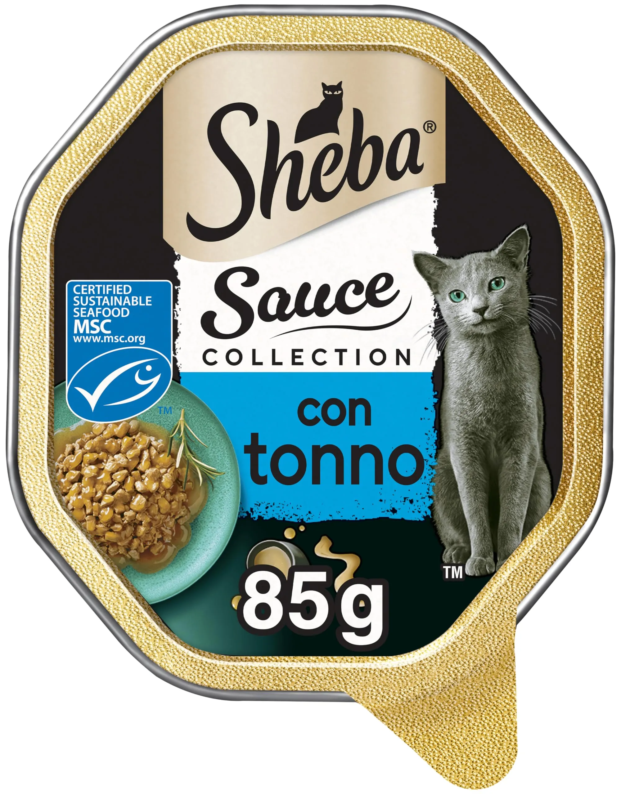 Sheba Sauce Collection Cibo Umido per Gatti con Tonno in Salsa Delicata, 22 Vaschette da 85 g - immagine 1