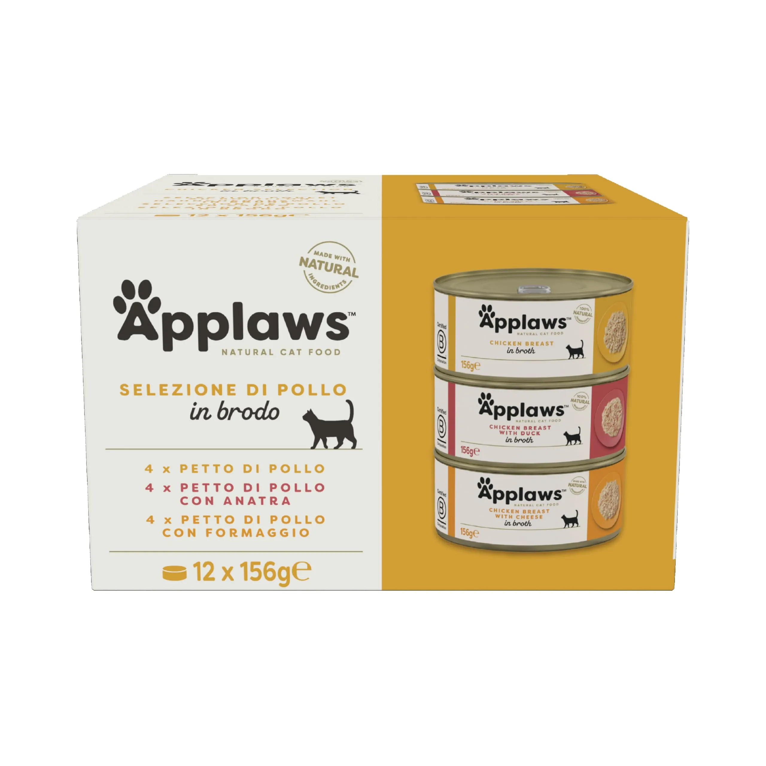 Applaws Natural Wet Cat Food Chicken Selection in Broth (12 x 156g Tins) - immagine 1