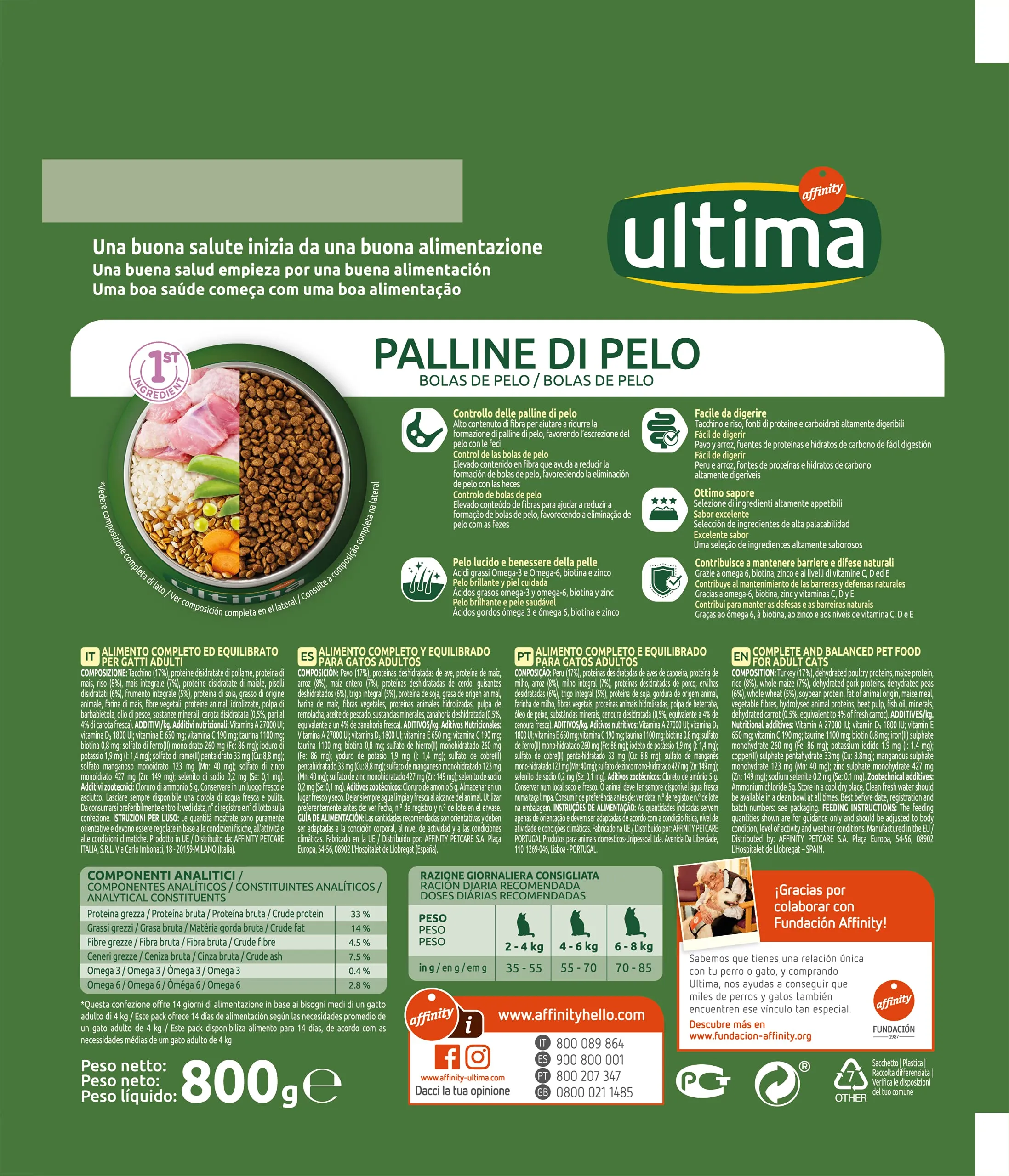 Ultima Palline di Pelo Tacchino Crocchette per Gatti 8 x 800g (6,4kg) - immagine 4