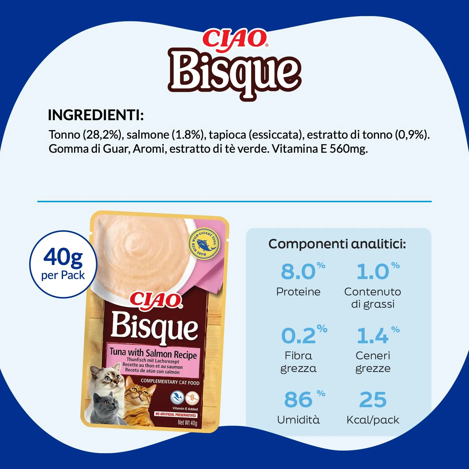 INABA Ciao Bisque Cibo Umido per Gatti al Tonno e Salmone, 40g - immagine 6