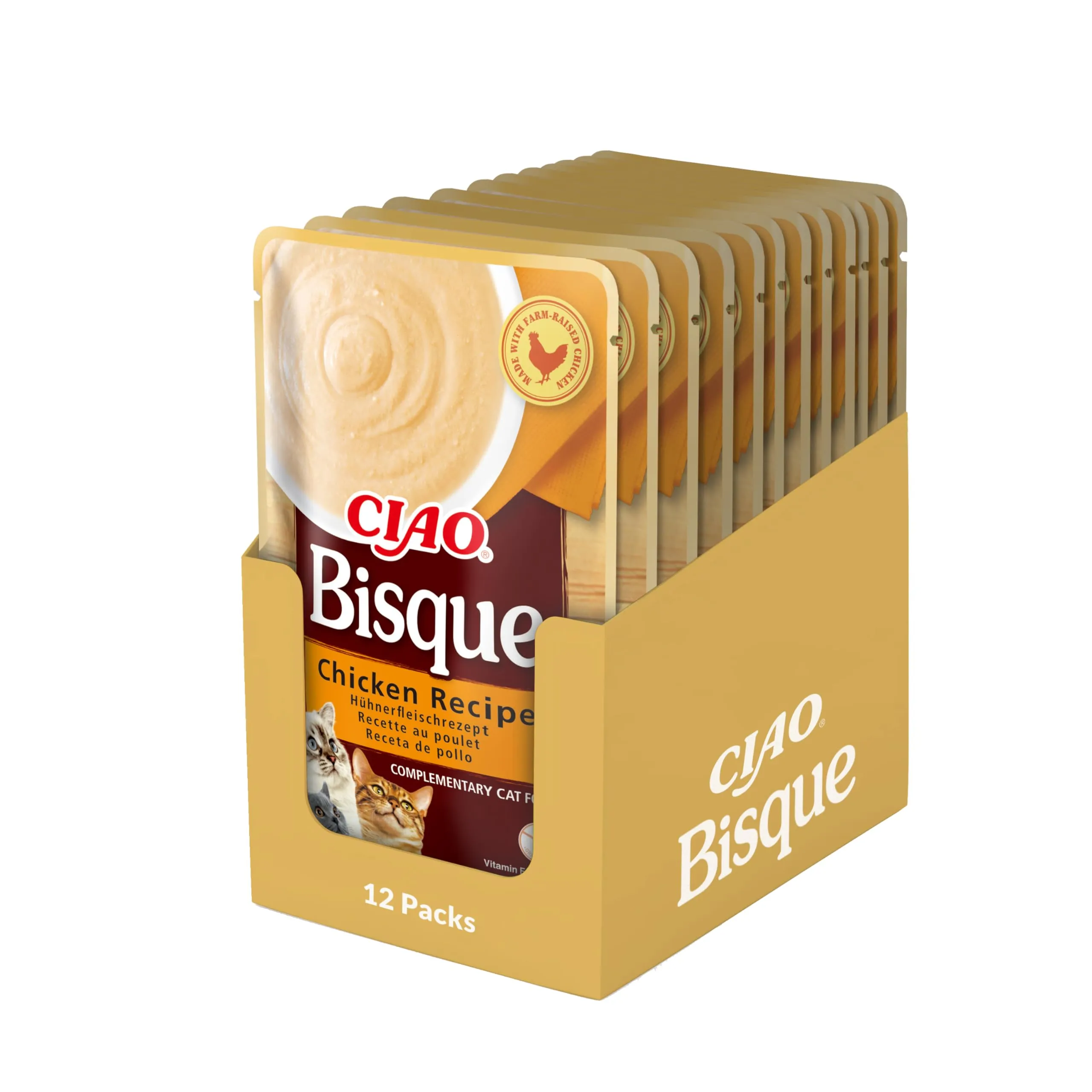 Inaba Ciao Bisque Cibo Umido per Gatti al Pollo, 12 x 40g - immagine 1