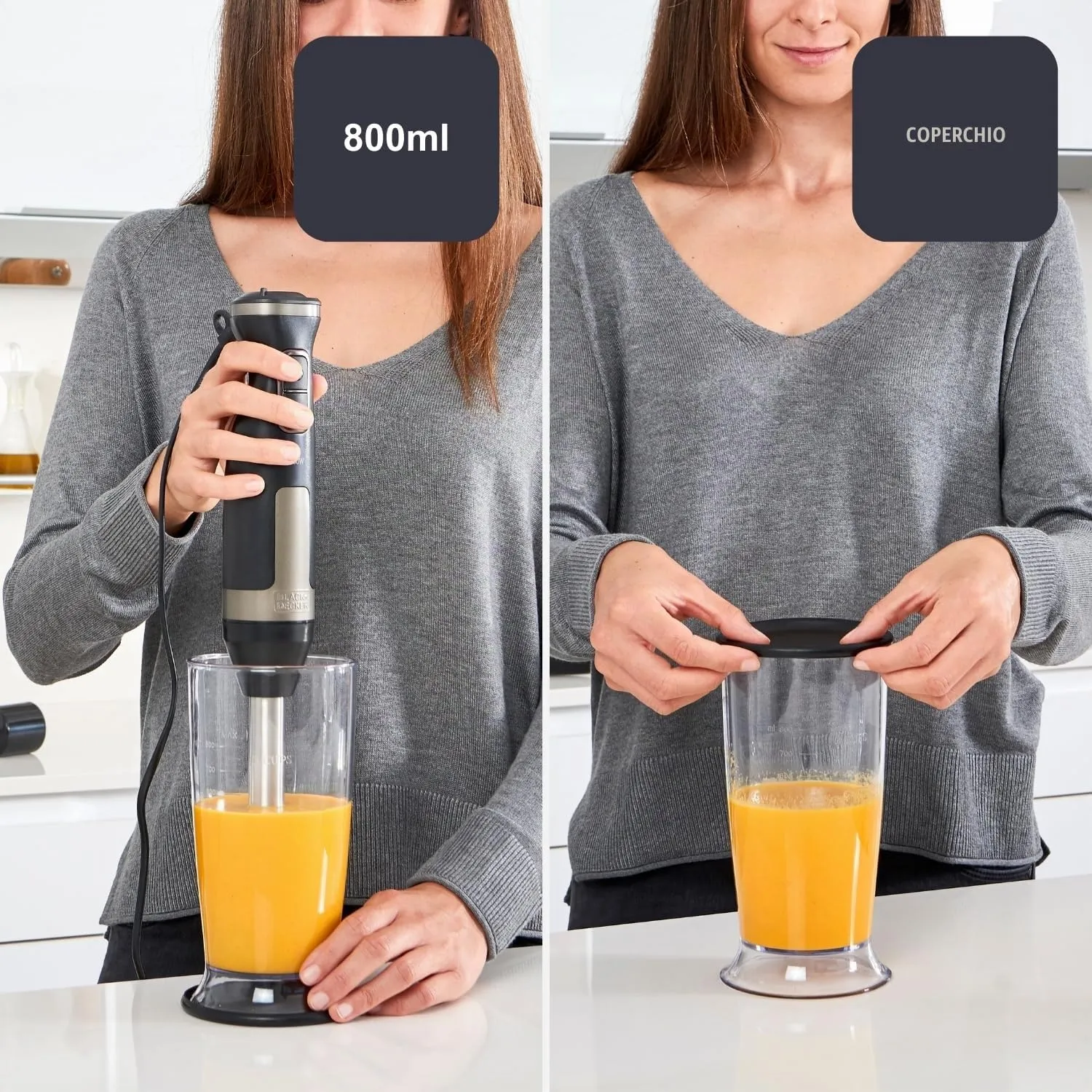 BLACK+DECKER Frullatore a Immersione BXHBA1500E 1500W, 20 Velocità e Turbo, Lame in Acciaio Inox e Accessori - immagine 8