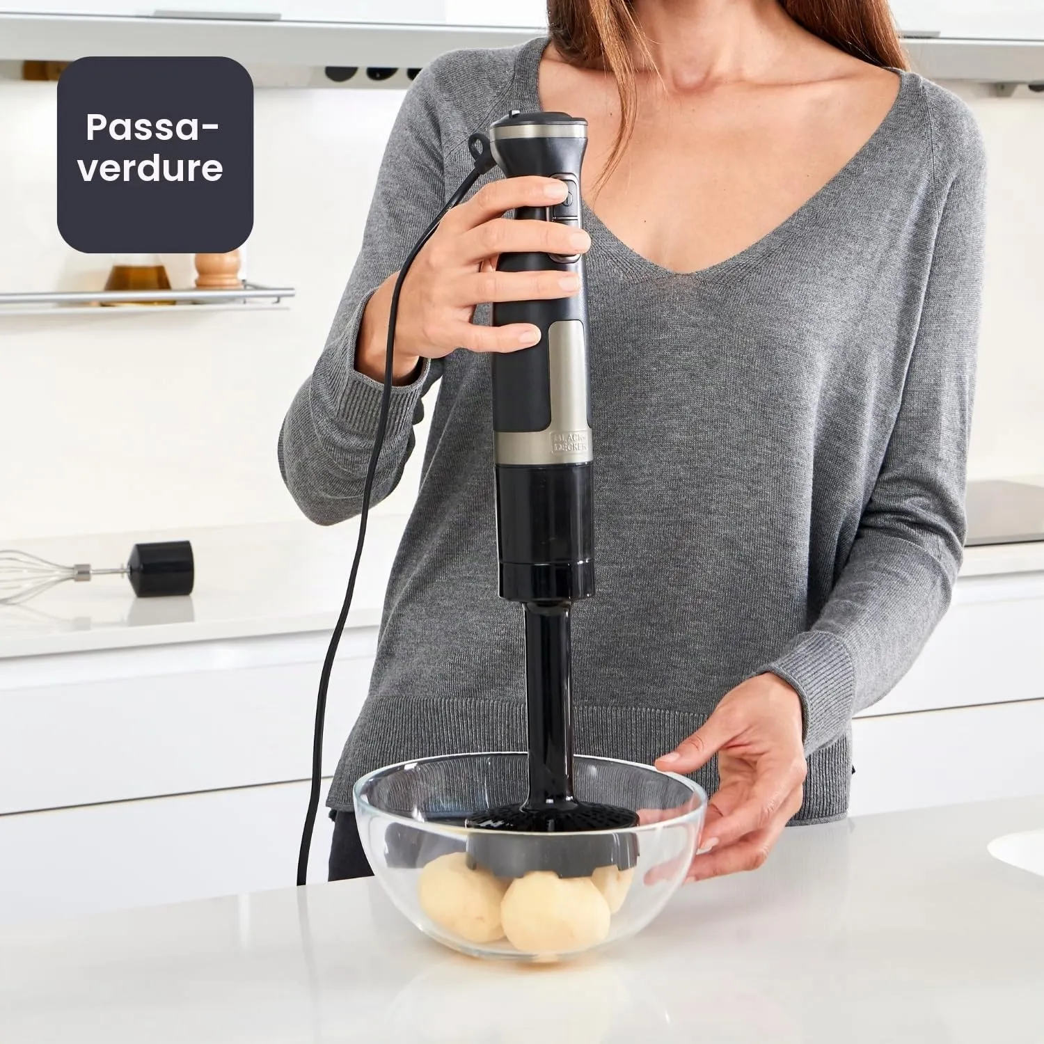 BLACK+DECKER Frullatore a Immersione BXHBA1500E 1500W, 20 Velocità e Turbo, Lame in Acciaio Inox e Accessori - immagine 9