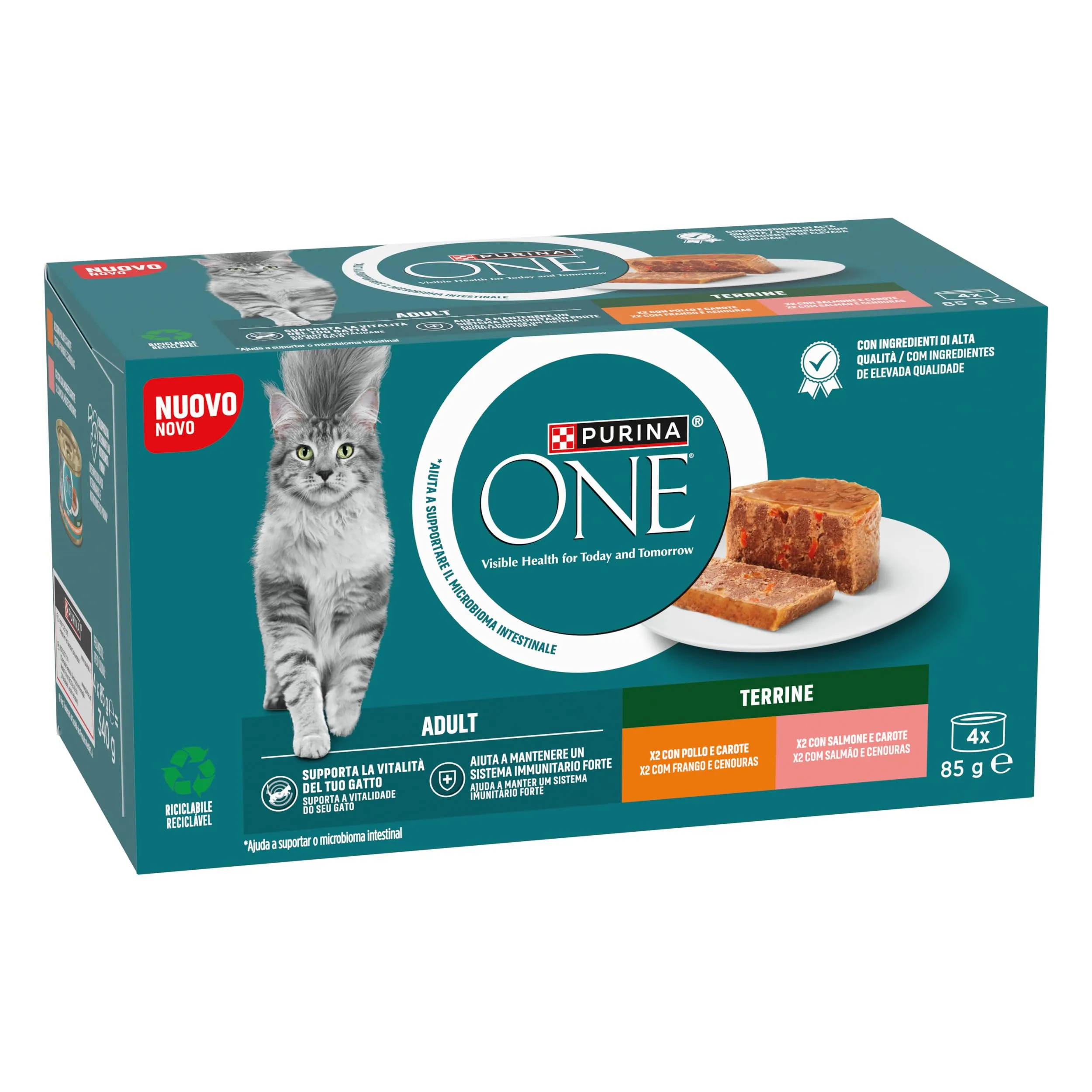 Purina ONE Bifensis Cibo Umido per Gatti Adulti Pollo e Carote, Salmone e Carote 48 Lattine da 85g - immagine 5