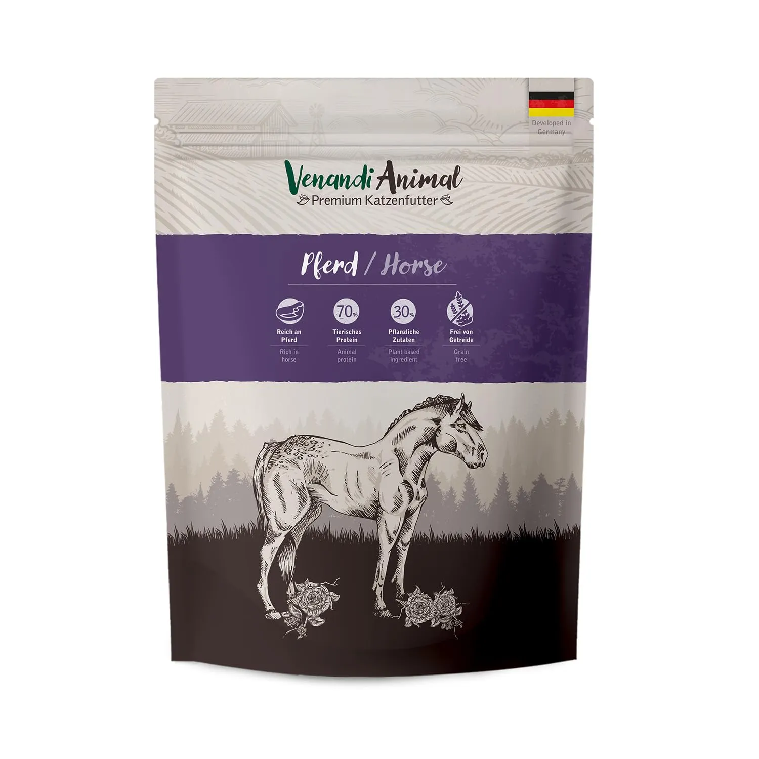 VenandiAnimal Cibo secco premium per gatti al Cavallo, senza cereali, 1.5 kg - immagine 1