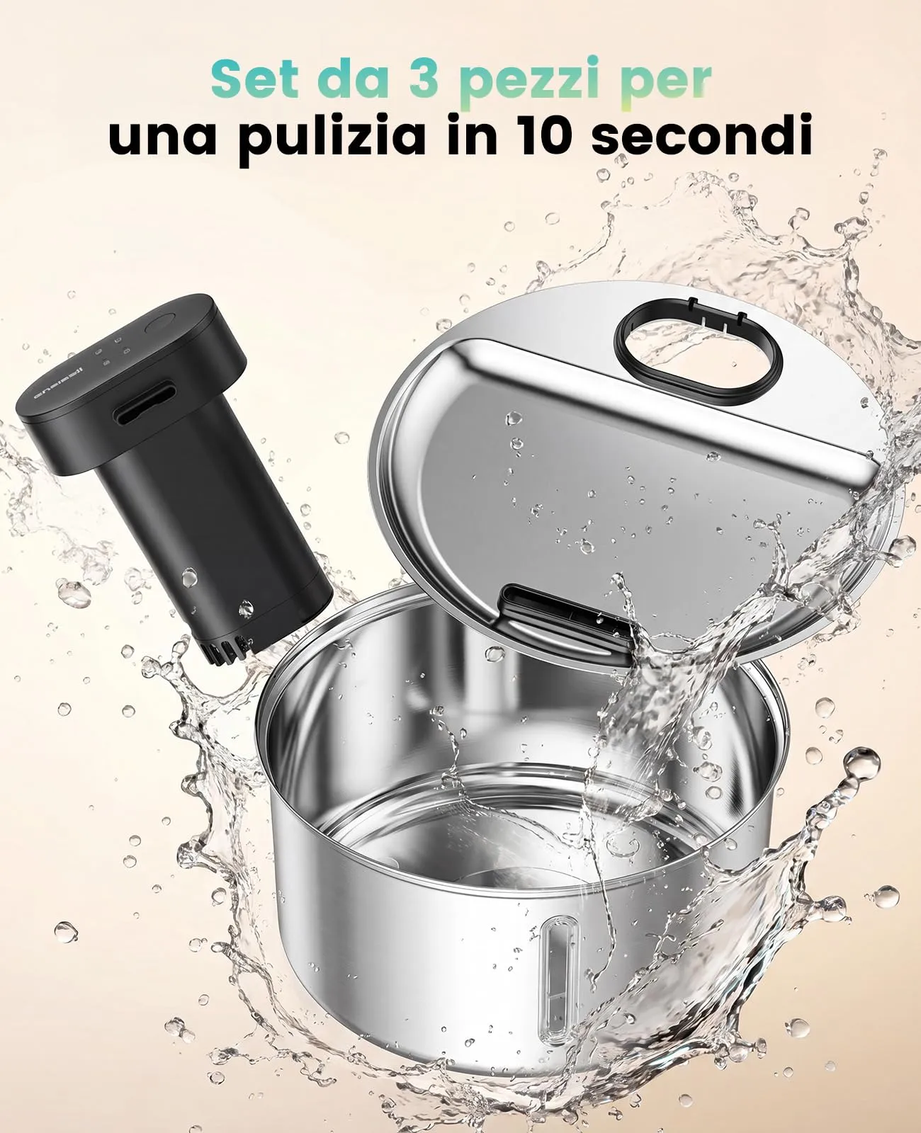 oneisall Fontana per gatti senza fili, 3,2L, acciaio inox PW14SBE - immagine 7