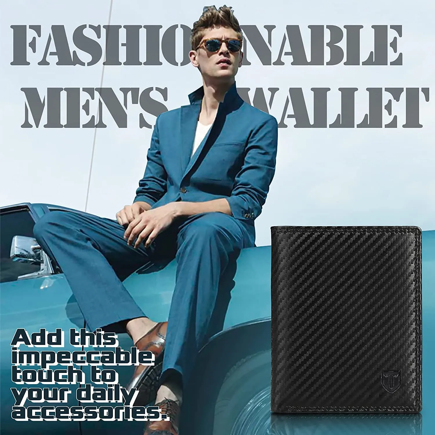 TEEHON Classico Portafoglio Uomo in Vera Pelle con Blocco RFID/NFC, 13 Porta Carta di Credito e Tasca per Monete - Nero - immagine 4