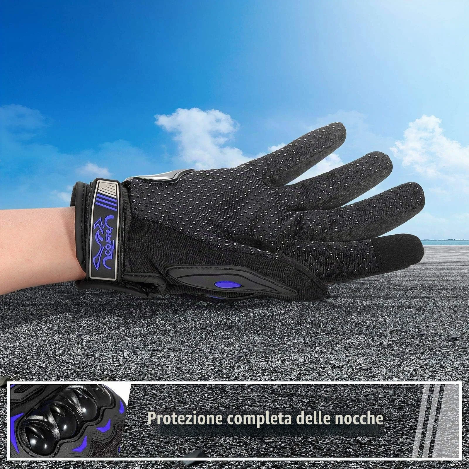 COFIT Guanti da Moto Touchscreen, Blu L - immagine 4