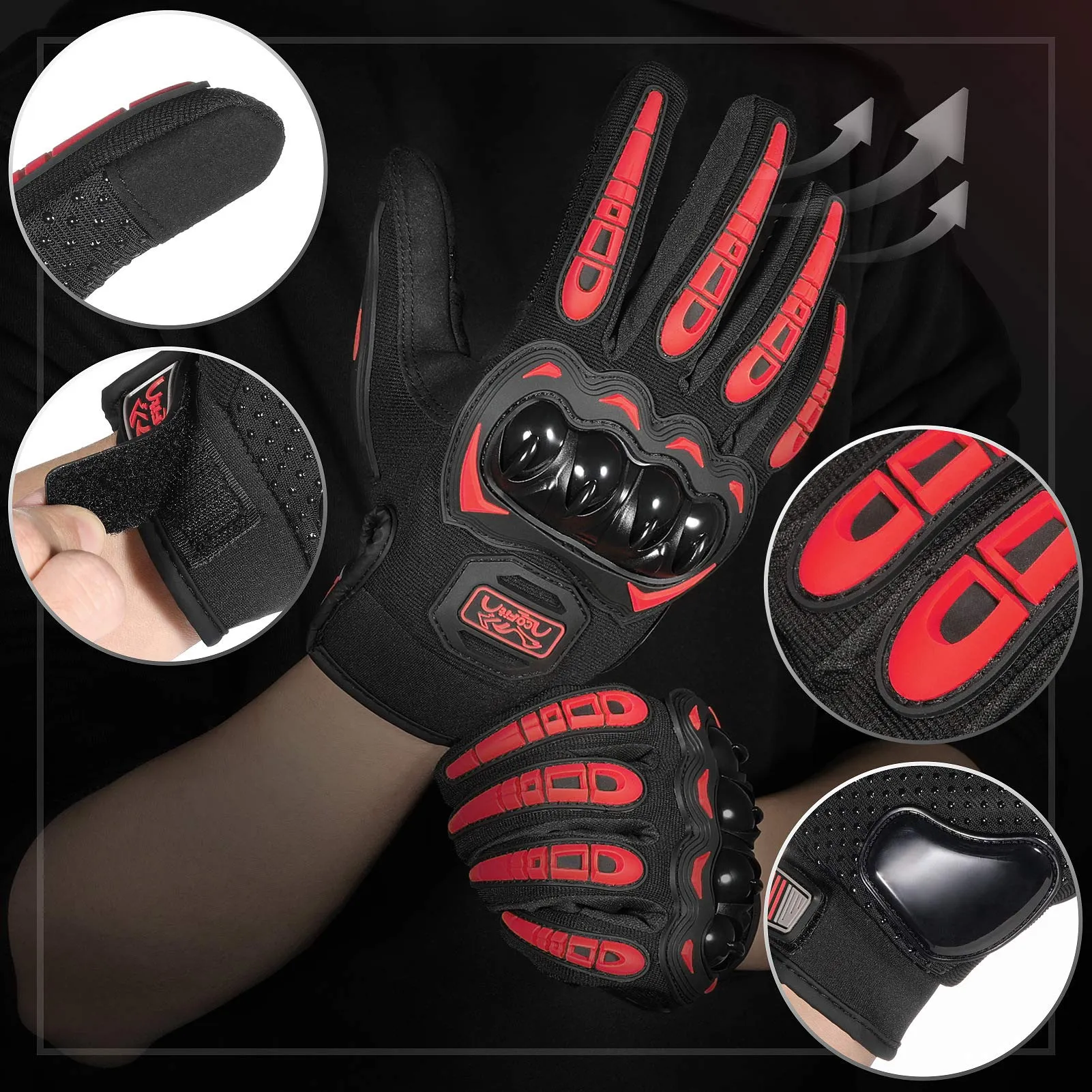COFIT Guanti da Moto Touchscreen - Rosso L - immagine 2
