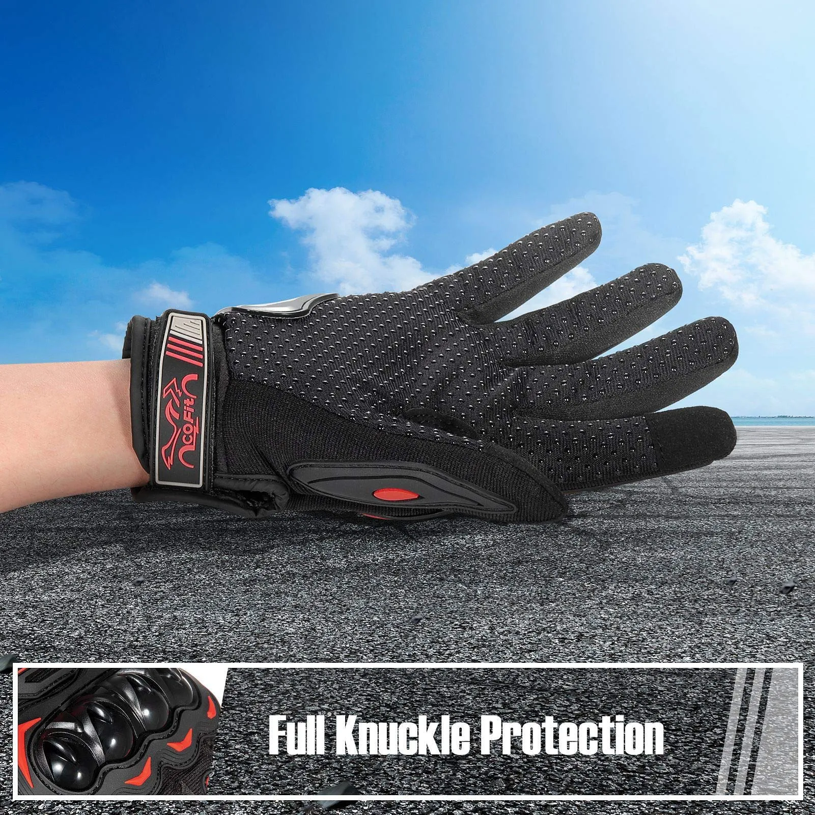 COFIT Guanti da Moto Touchscreen - Rosso L - immagine 4