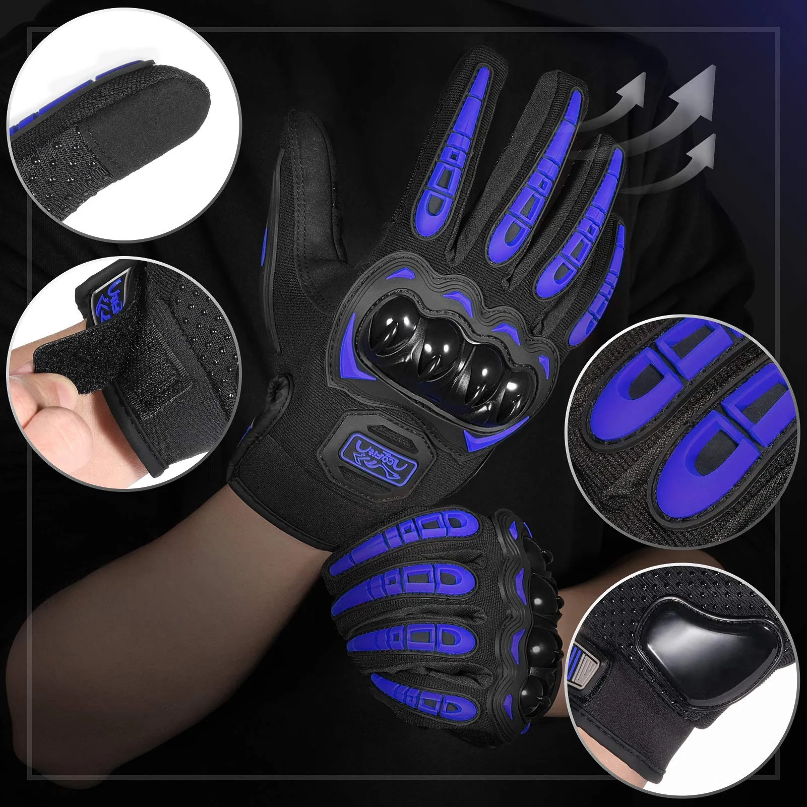 COFIT Guanti da Moto Touchscreen Blu XL - immagine 2