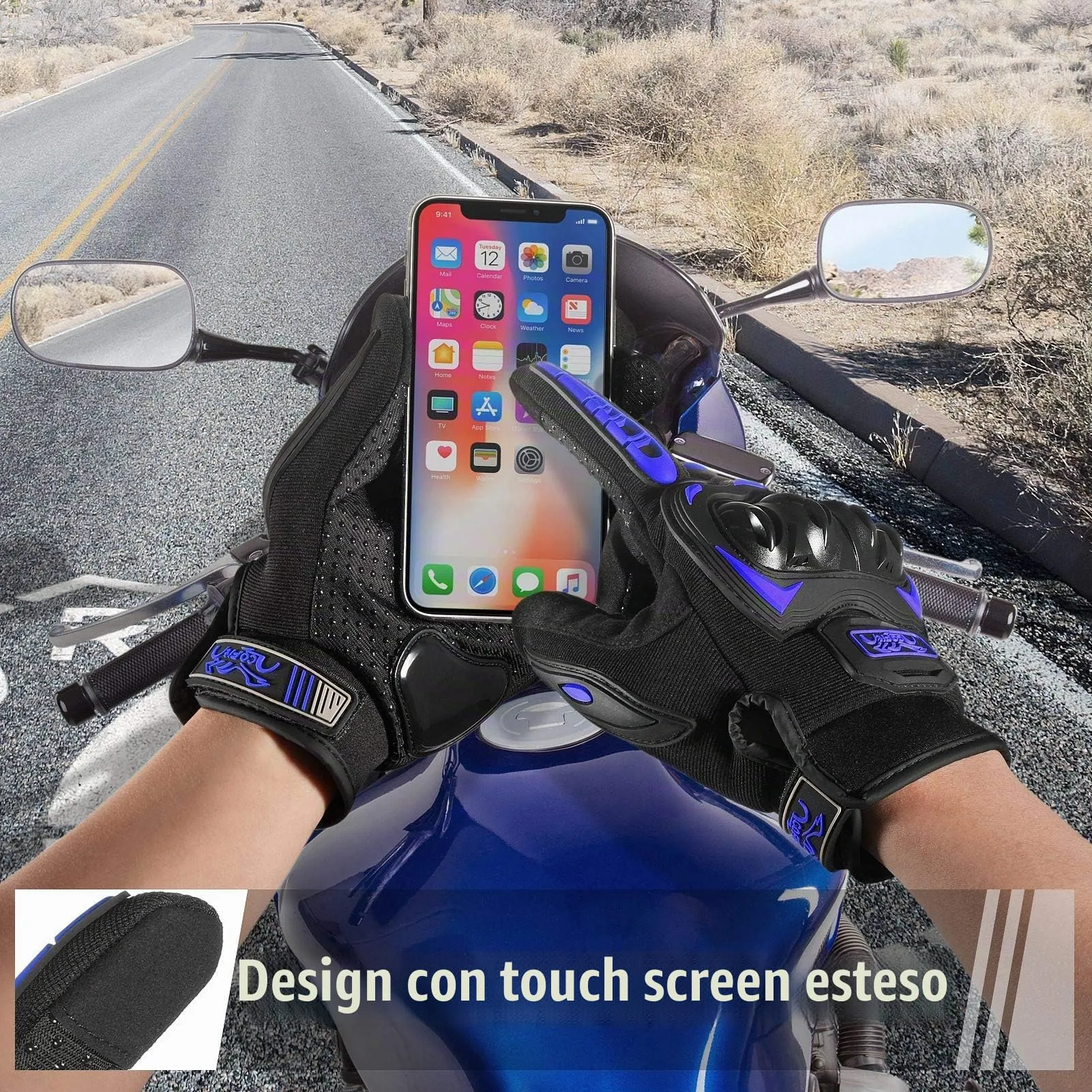COFIT Guanti da Moto Touchscreen Blu XL - immagine 3