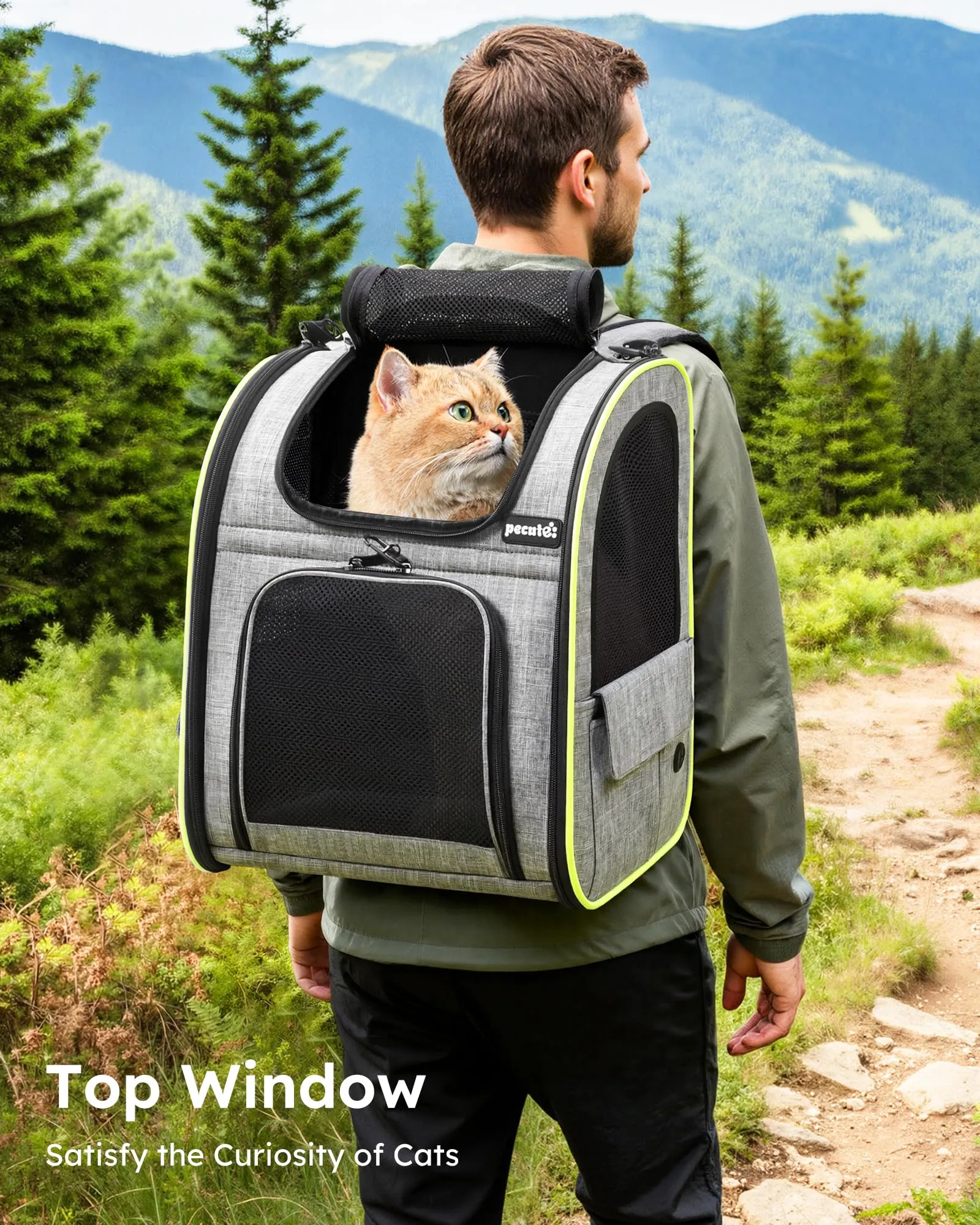 Pecute Zaino Trasportino Estensibile per Cani e Gatti, Grigio - immagine 4