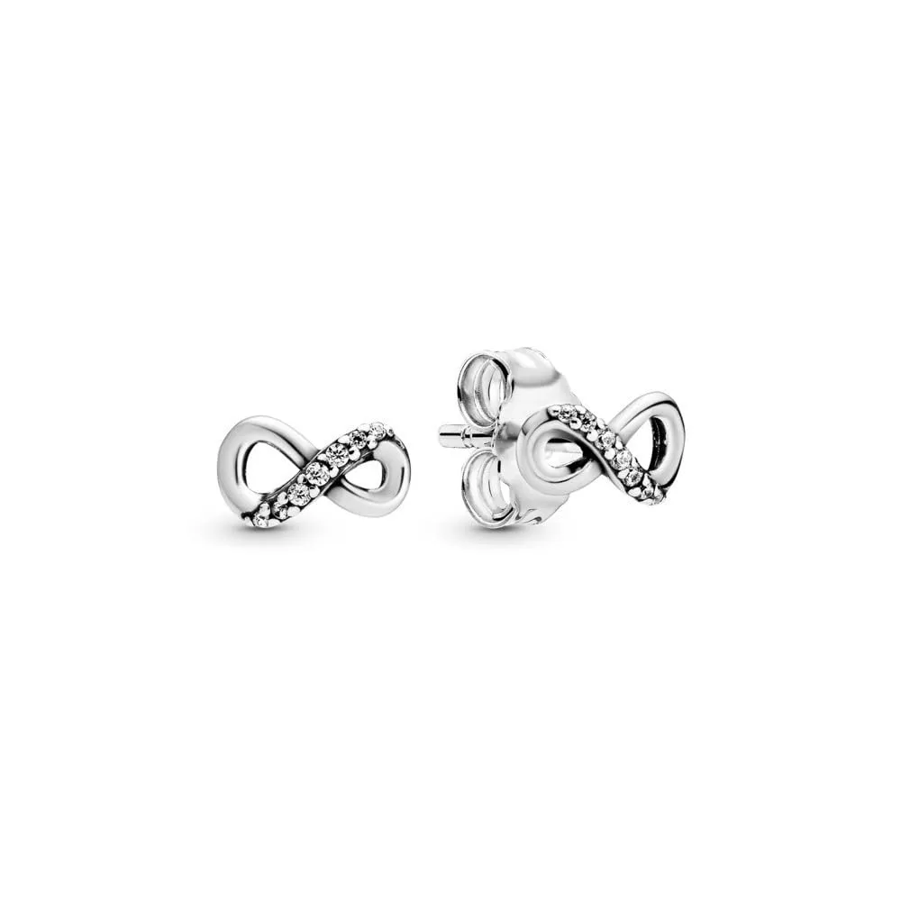 Pandora Passions Orecchini a bottone simbolo dell'infinito in argento sterling e zirconi cubici trasparenti - immagine 2