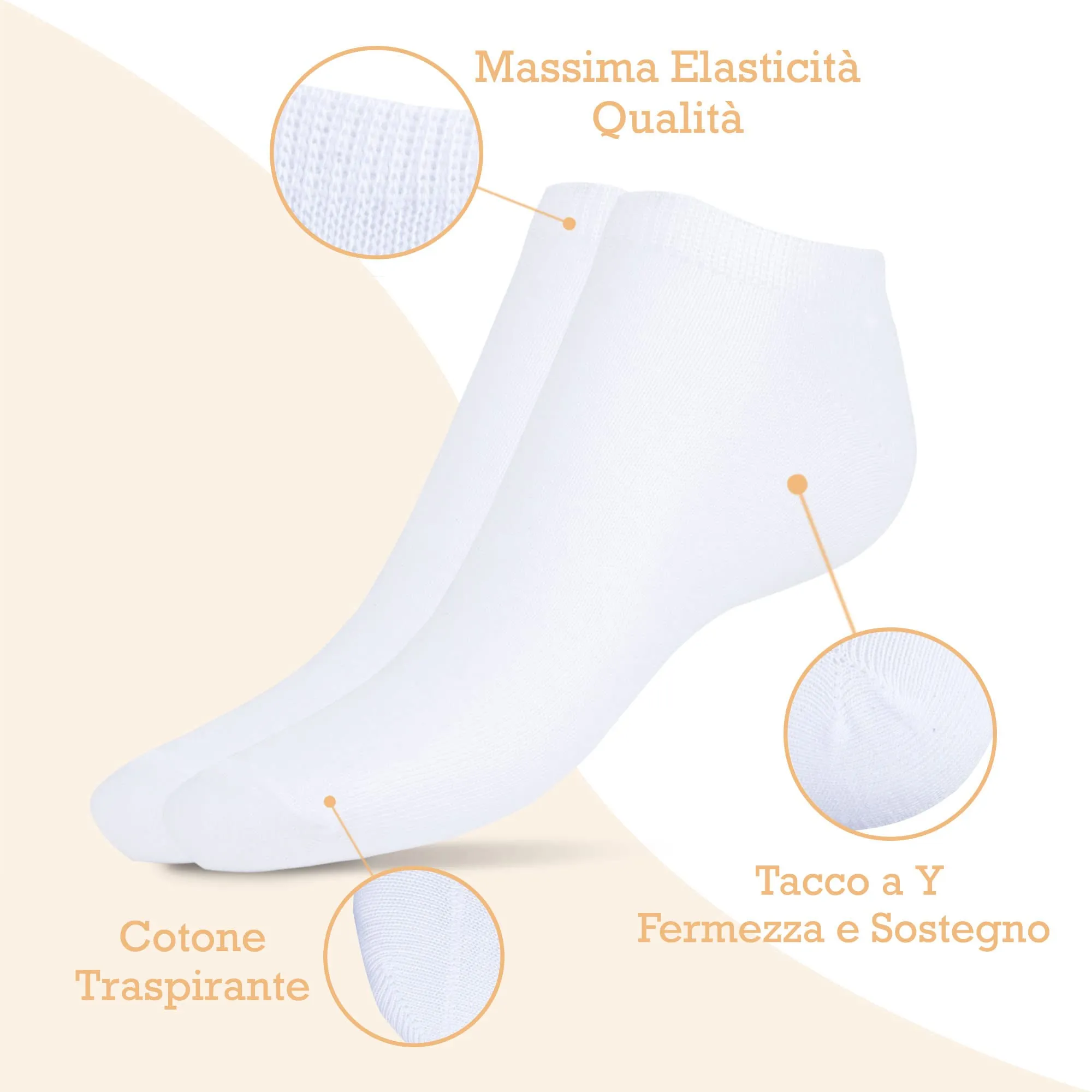 POPYS Calzini Corti in Cotone Unisex, 9 Paia, Bianco, Taglia 40-46 - immagine 5
