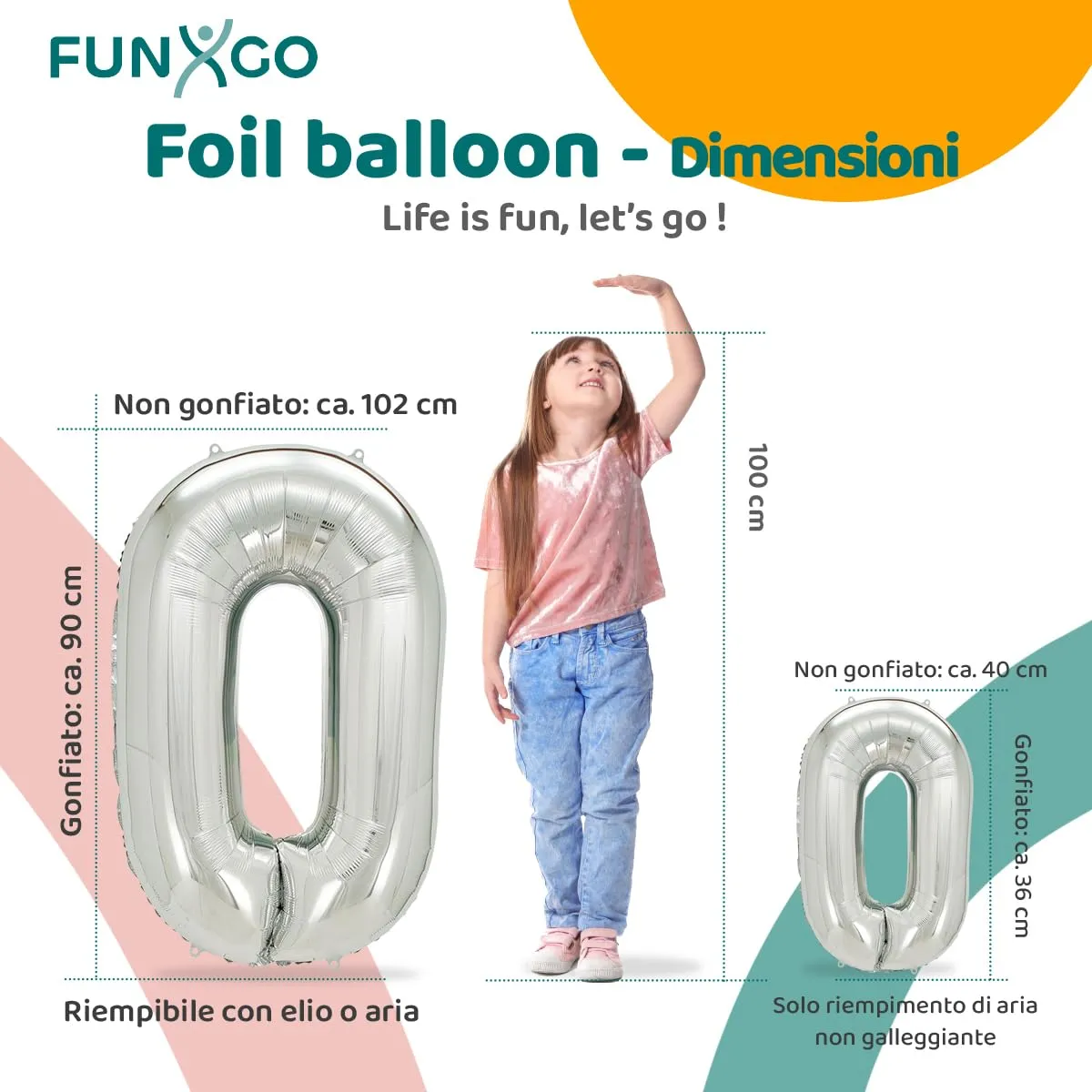 FUNXGO Palloncino Numero 0 Argento - immagine 2