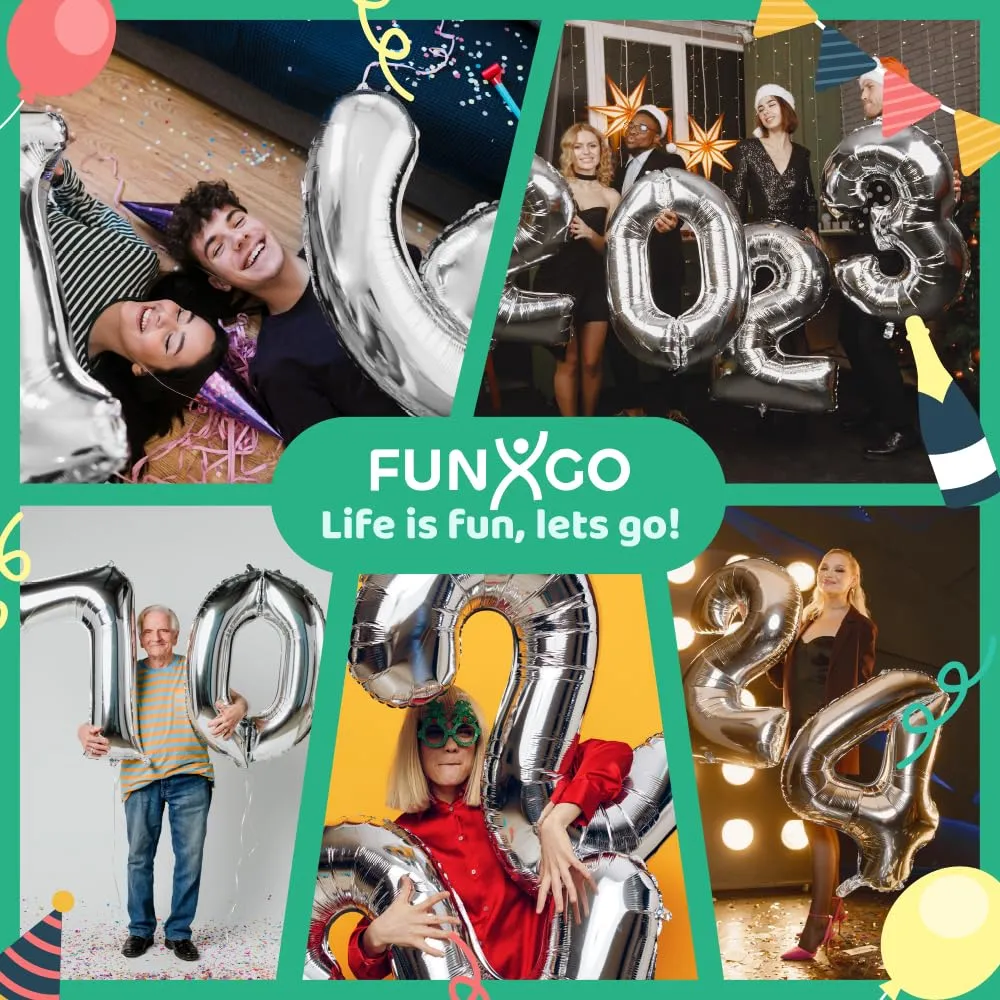 FUNXGO Palloncino Numero 0 Argento - immagine 4