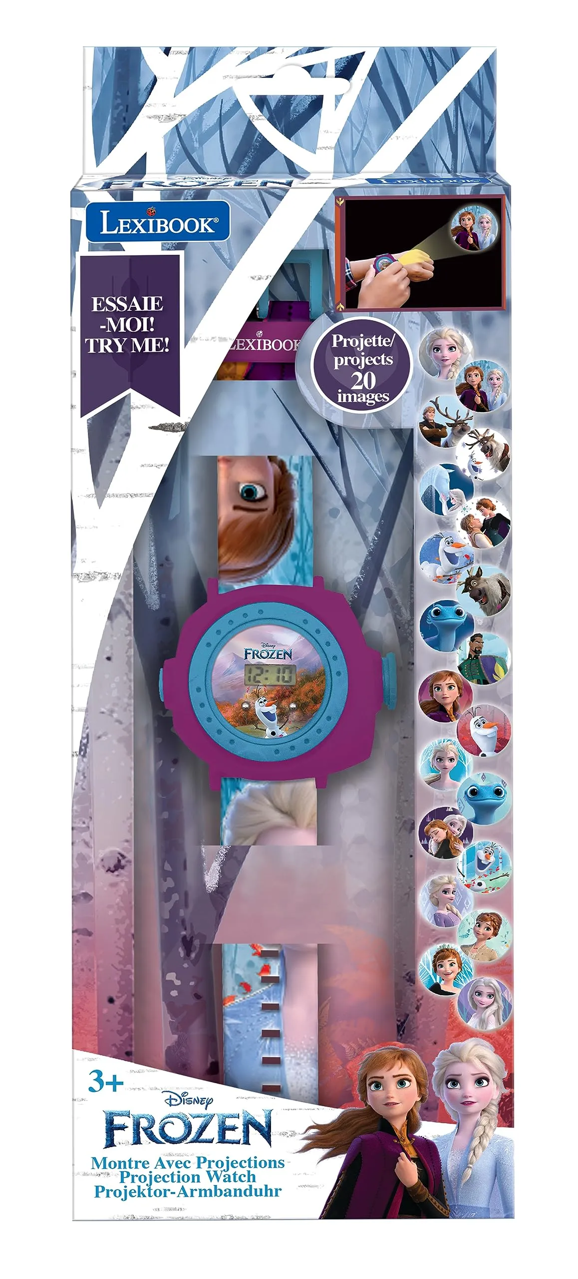 Lexibook Frozen 2 Orologio Proiettore Digitale DMW050FZ - Blu e Viola - immagine 3
